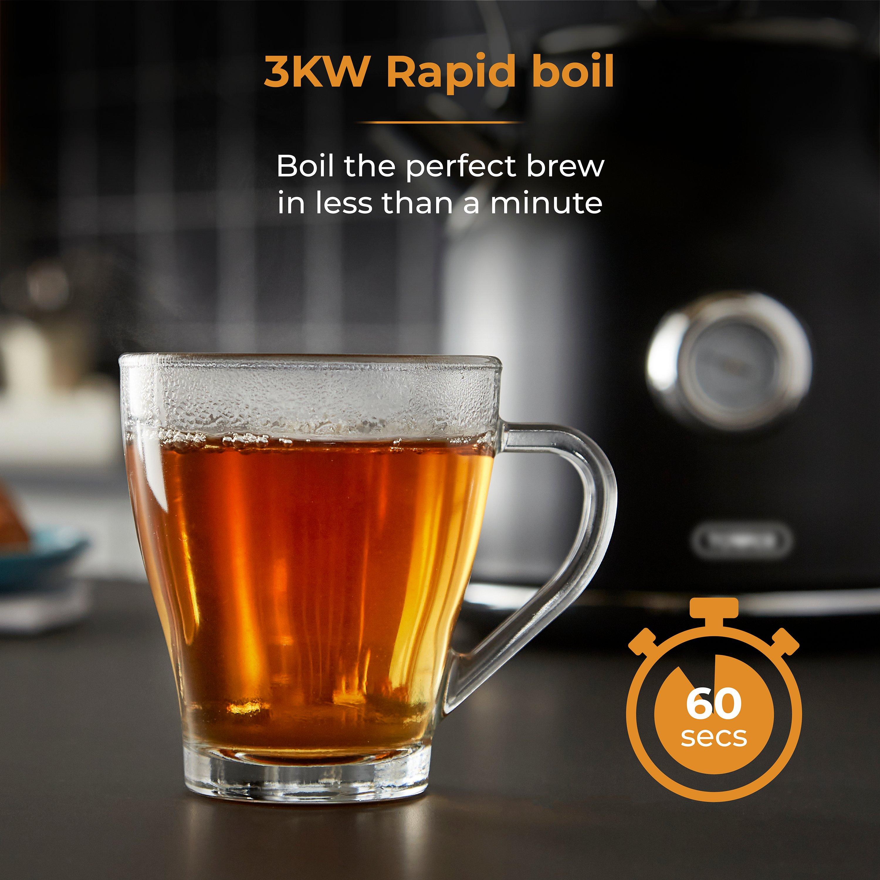 Black - Tower - Renaissance 1.7 Litre 3KW Kettle Black with Chrome - 3