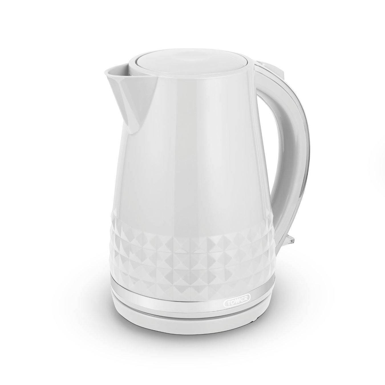 Tower Solitaire 1.5L 3KW Kettle White Chrome Accents