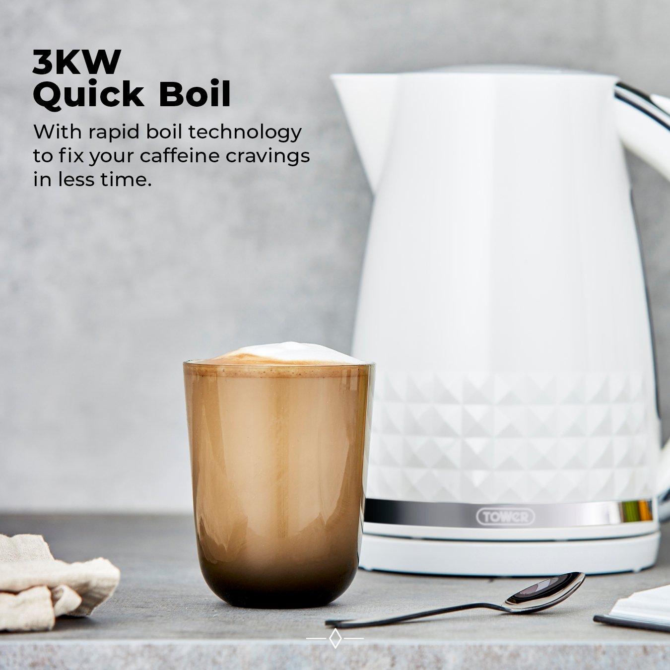 White - Tower - Solitaire 1.5L 3KW Kettle White Chrome Accents - 4