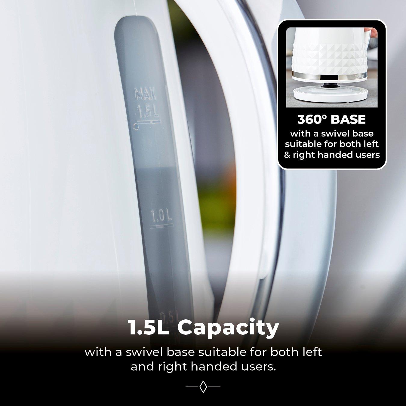 White - Tower - Solitaire 1.5L 3KW Kettle White Chrome Accents - 5