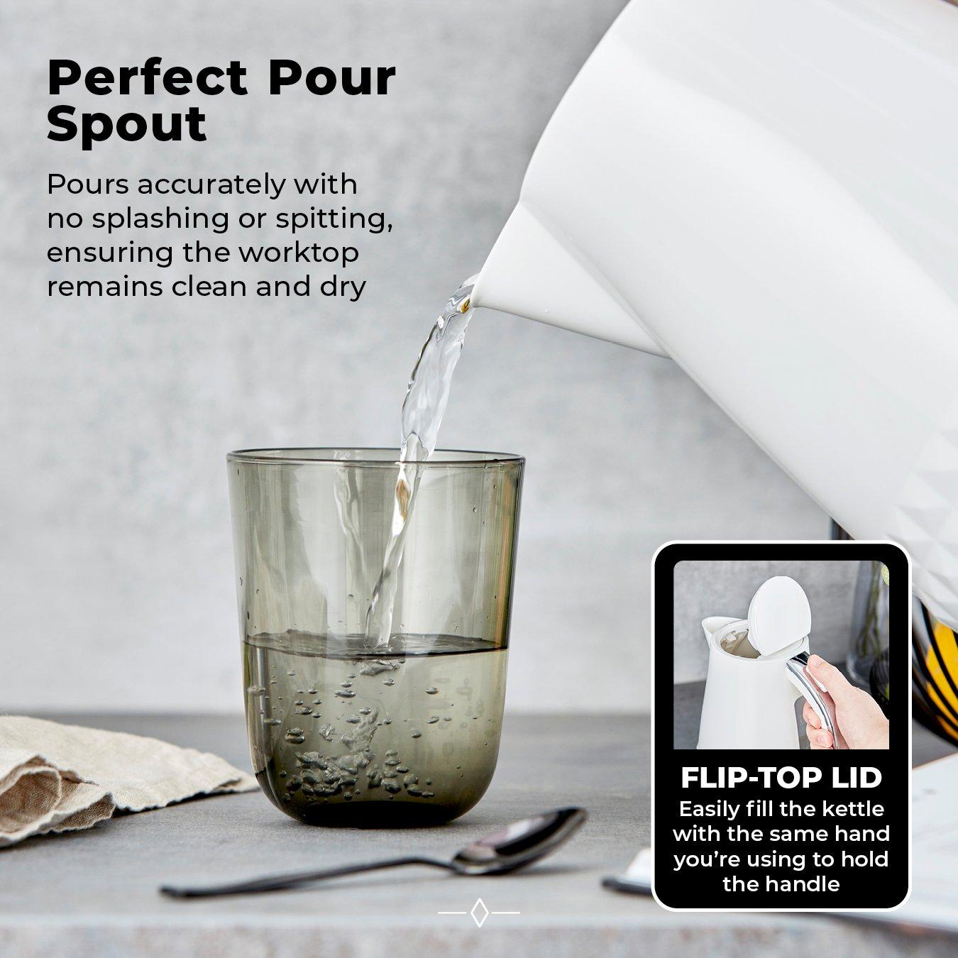 White - Tower - Solitaire 1.5L 3KW Kettle White Chrome Accents - 6