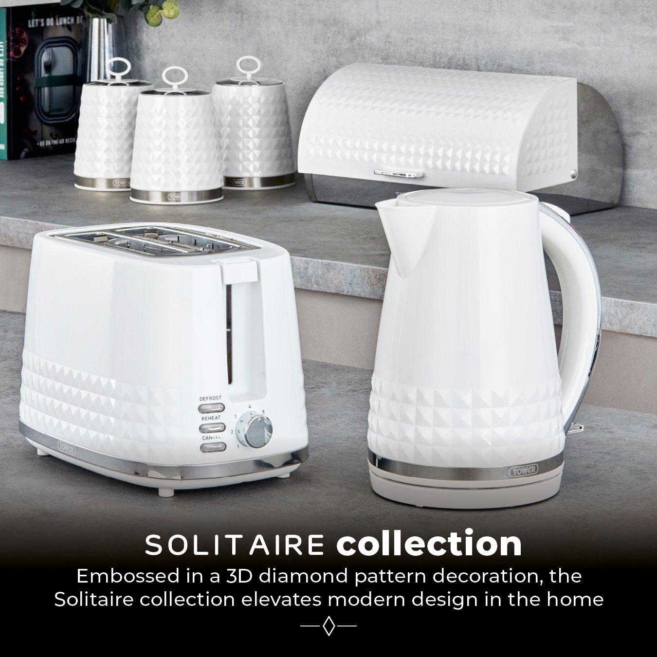 White - Tower - Solitaire 1.5L 3KW Kettle White Chrome Accents - 8