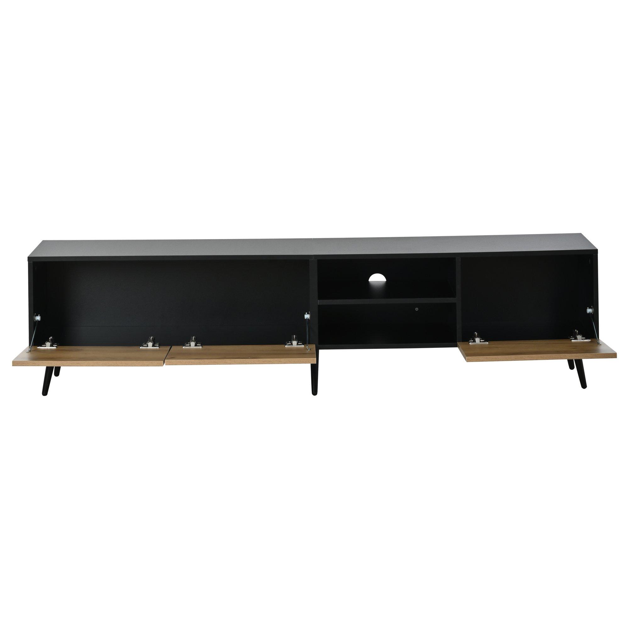 Oak/Black - Urban Meuble - Modern Geometric TV Stand Media Console - 13