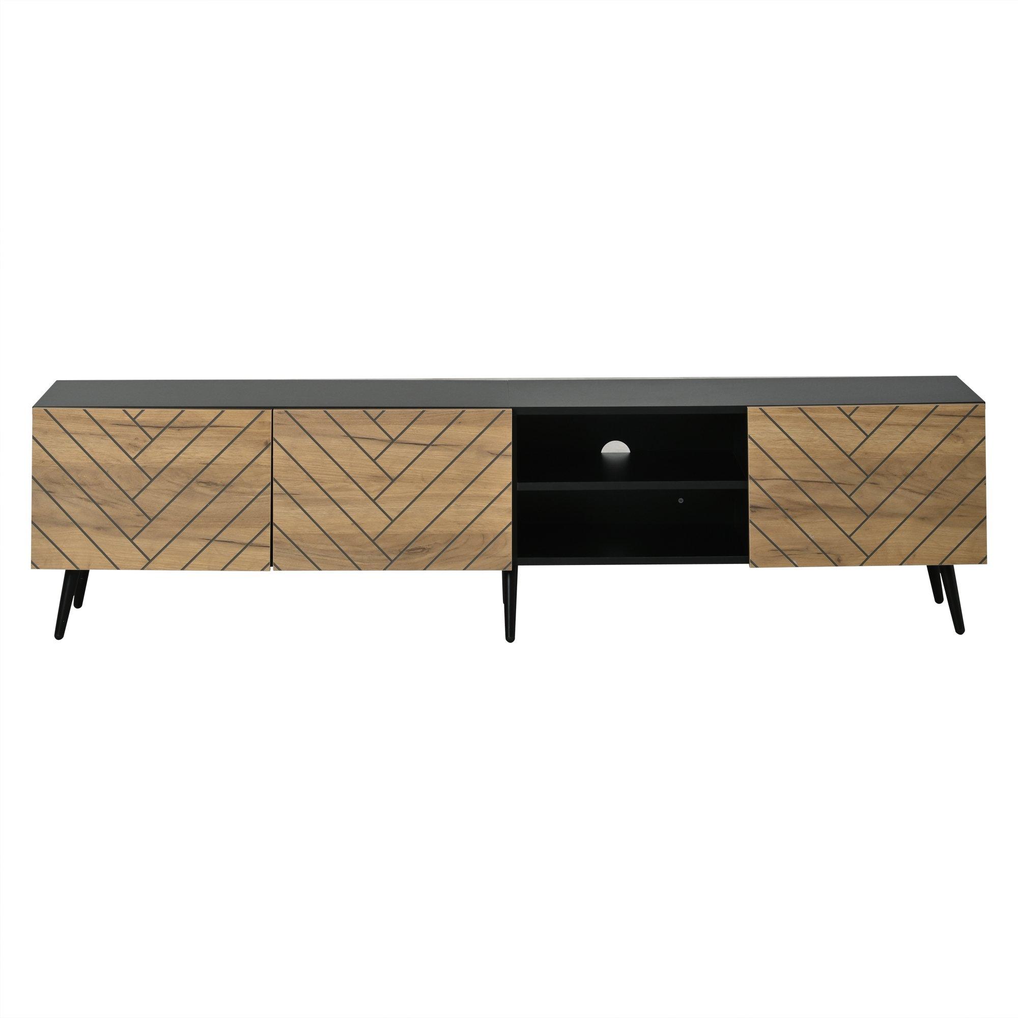 Oak/Black - Urban Meuble - Modern Geometric TV Stand Media Console - 5