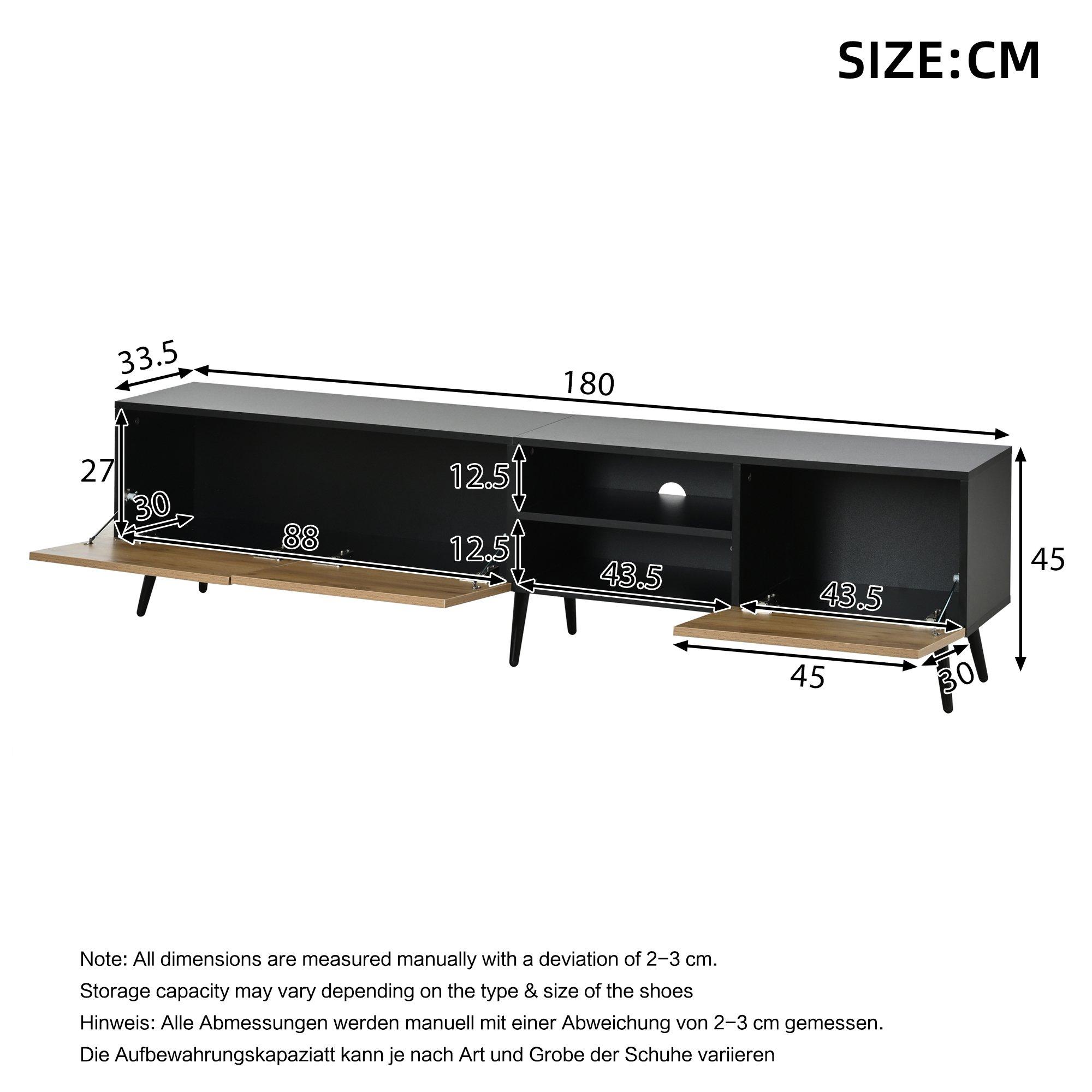 Oak/Black - Urban Meuble - Modern Geometric TV Stand Media Console - 6