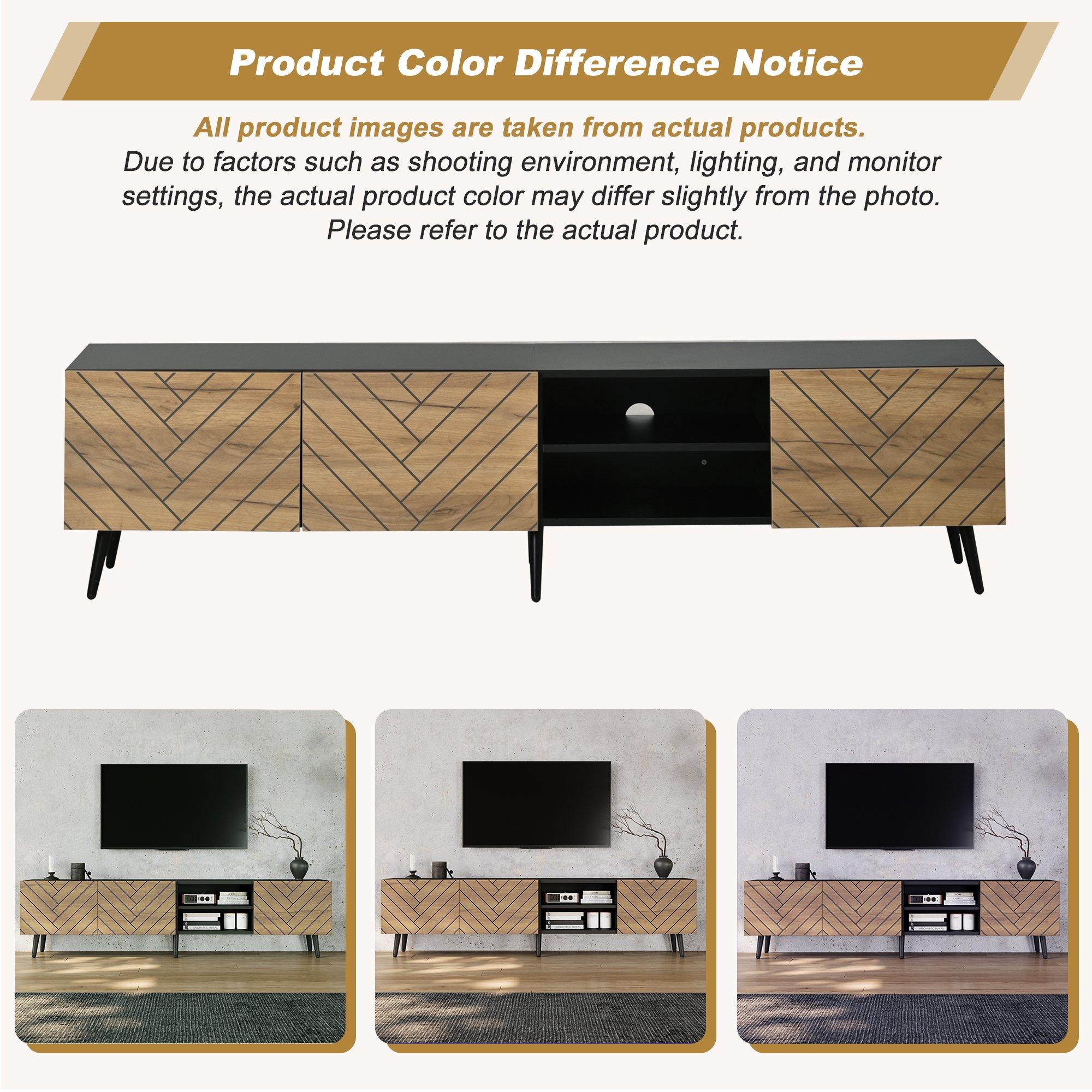 Oak/Black - Urban Meuble - Modern Geometric TV Stand Media Console - 9