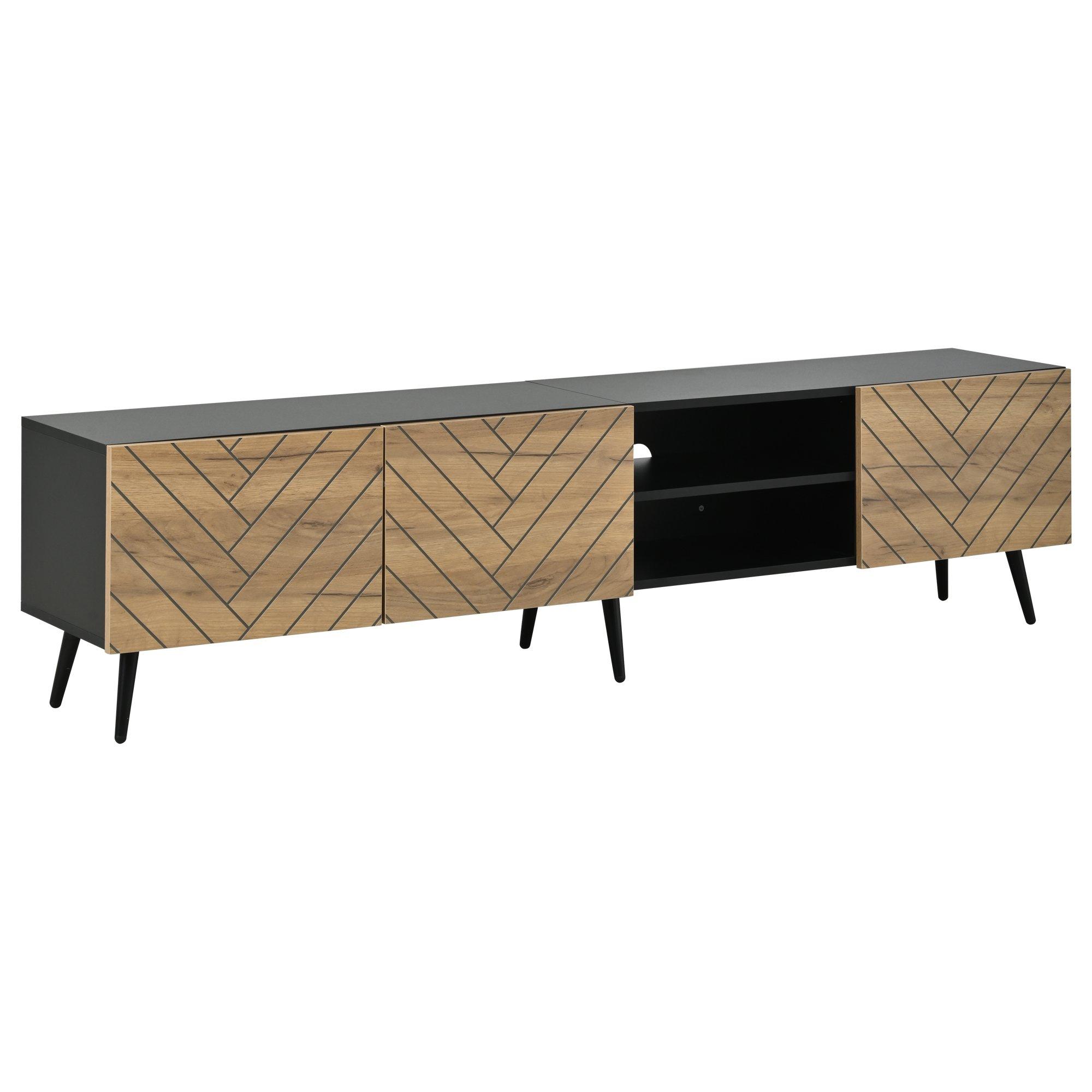 Oak/Black - Urban Meuble - Modern Geometric TV Stand Media Console - 10