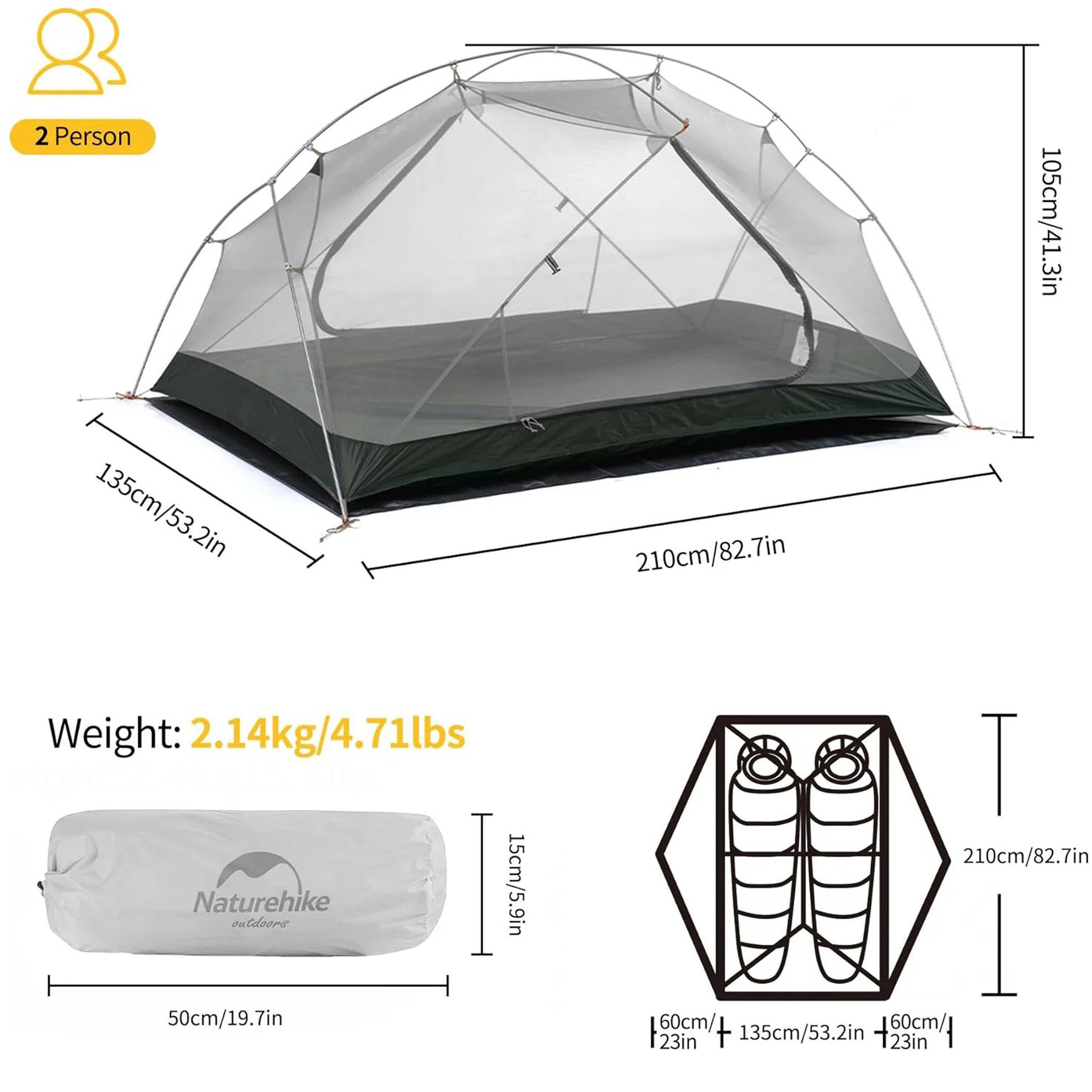 Phantom Blue - Naturehike - Mongar Ultralight 2-Person Tent 210T - 3