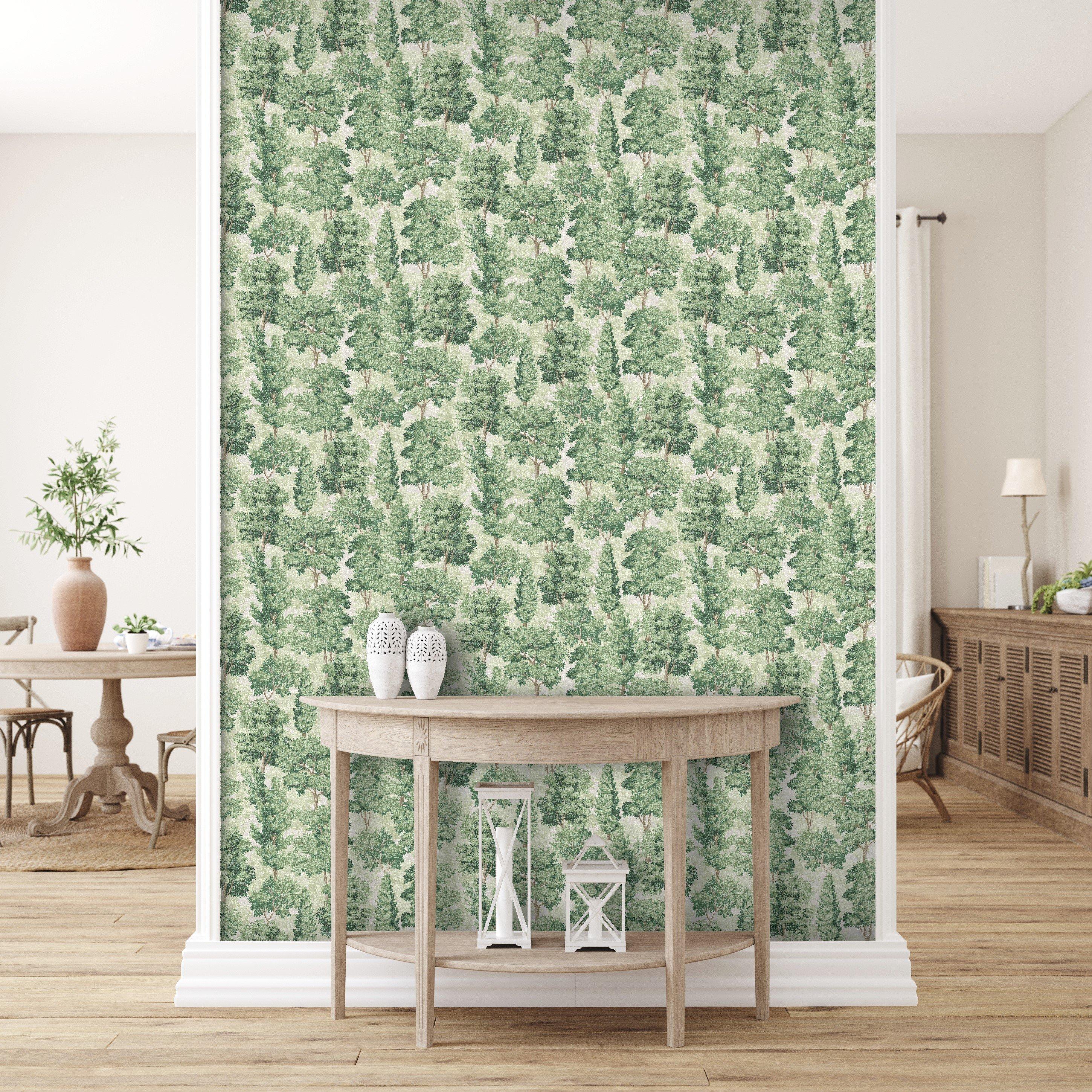 Green - Arthouse - Organic Forest Green Wallpaper - 3