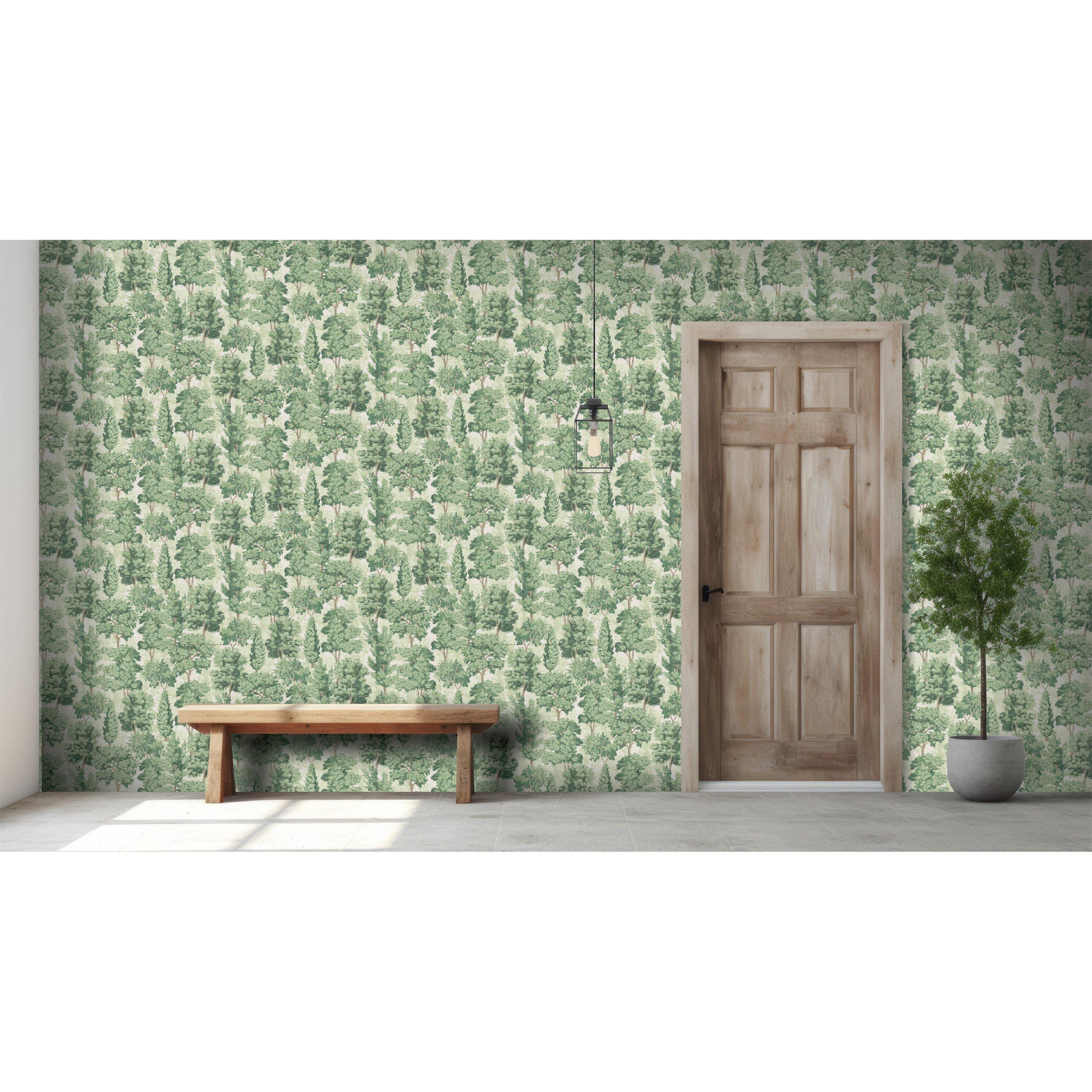 Green - Arthouse - Organic Forest Green Wallpaper - 4