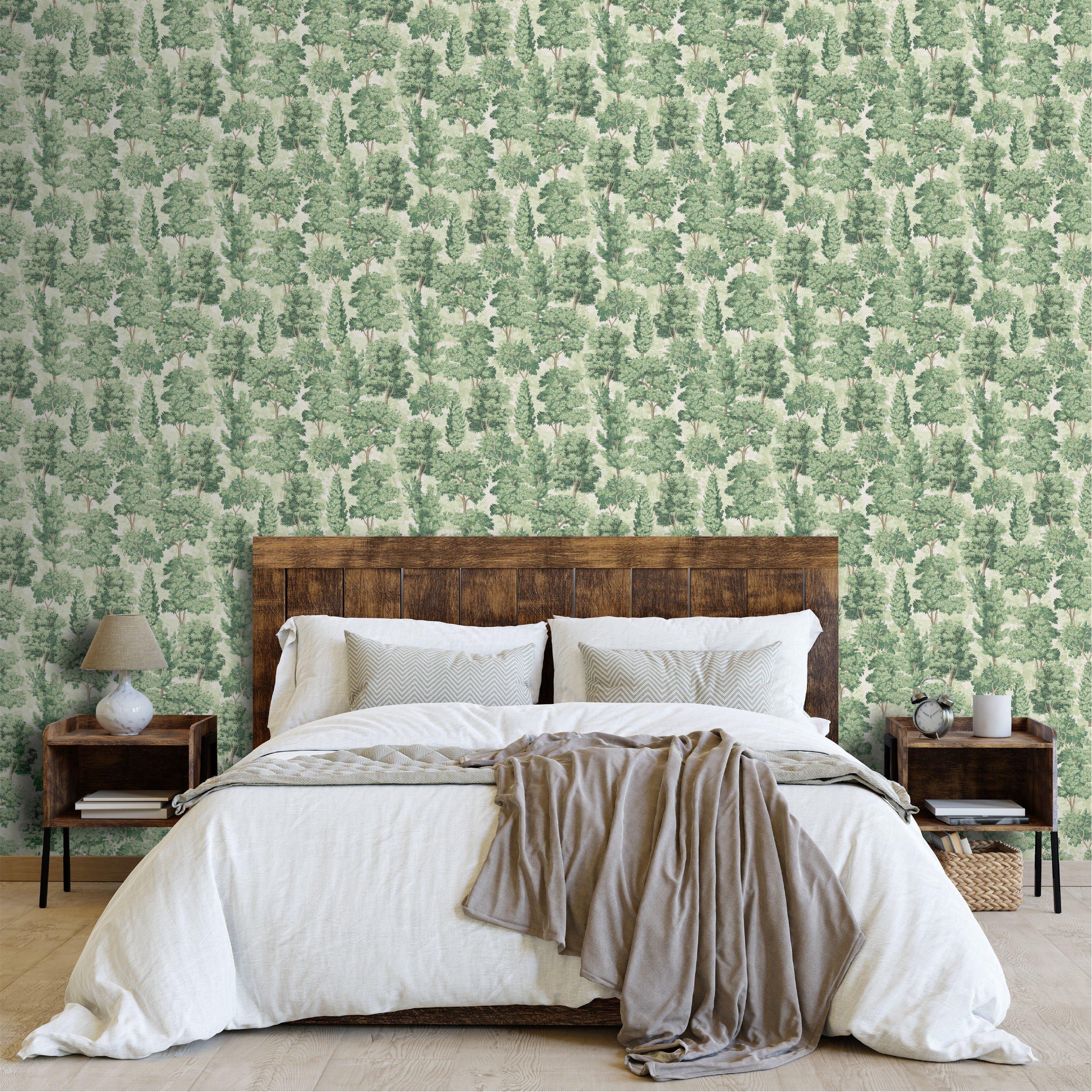 Green - Arthouse - Organic Forest Green Wallpaper - 5