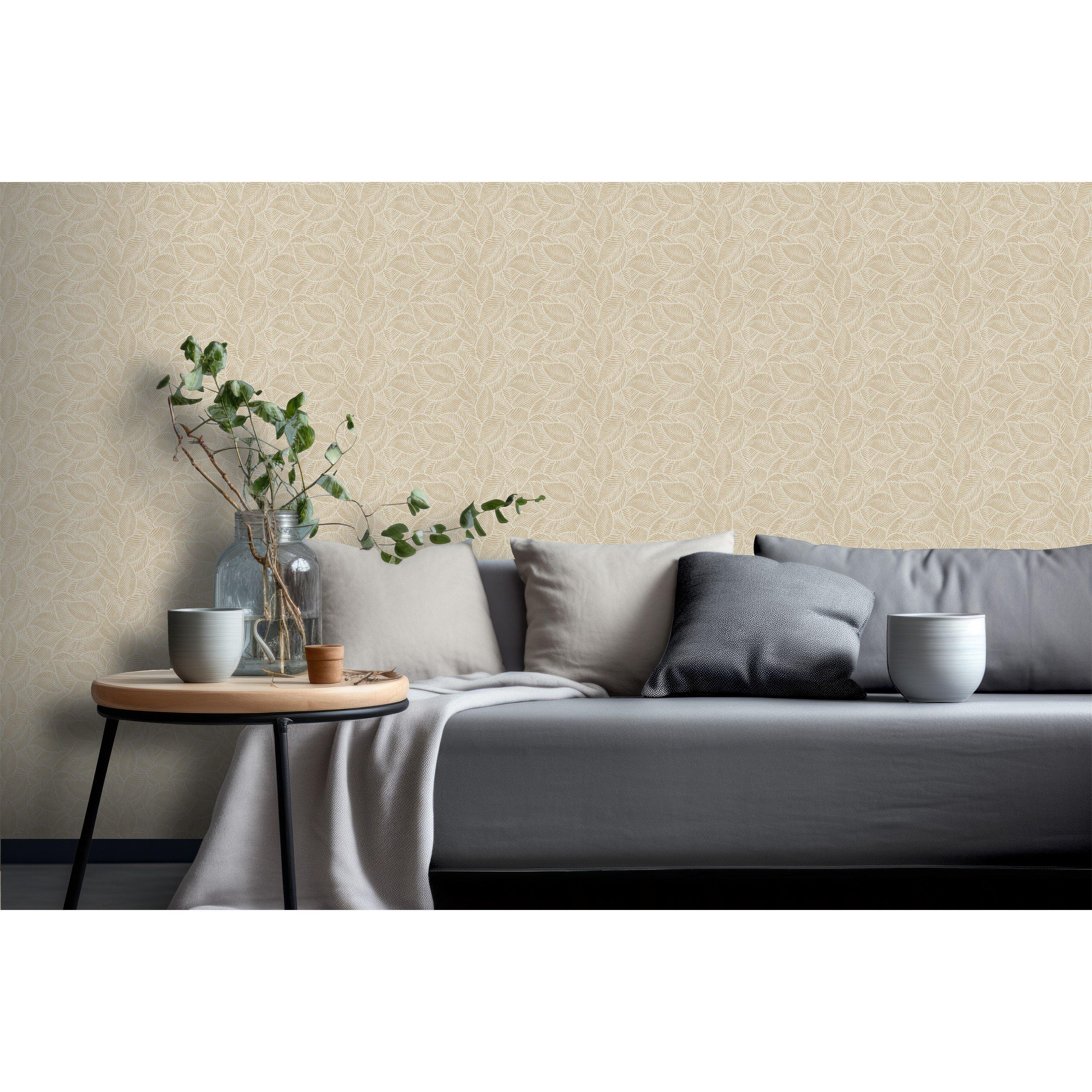 Orange - Arthouse - Leaf Print Rust Wallpaper - 2