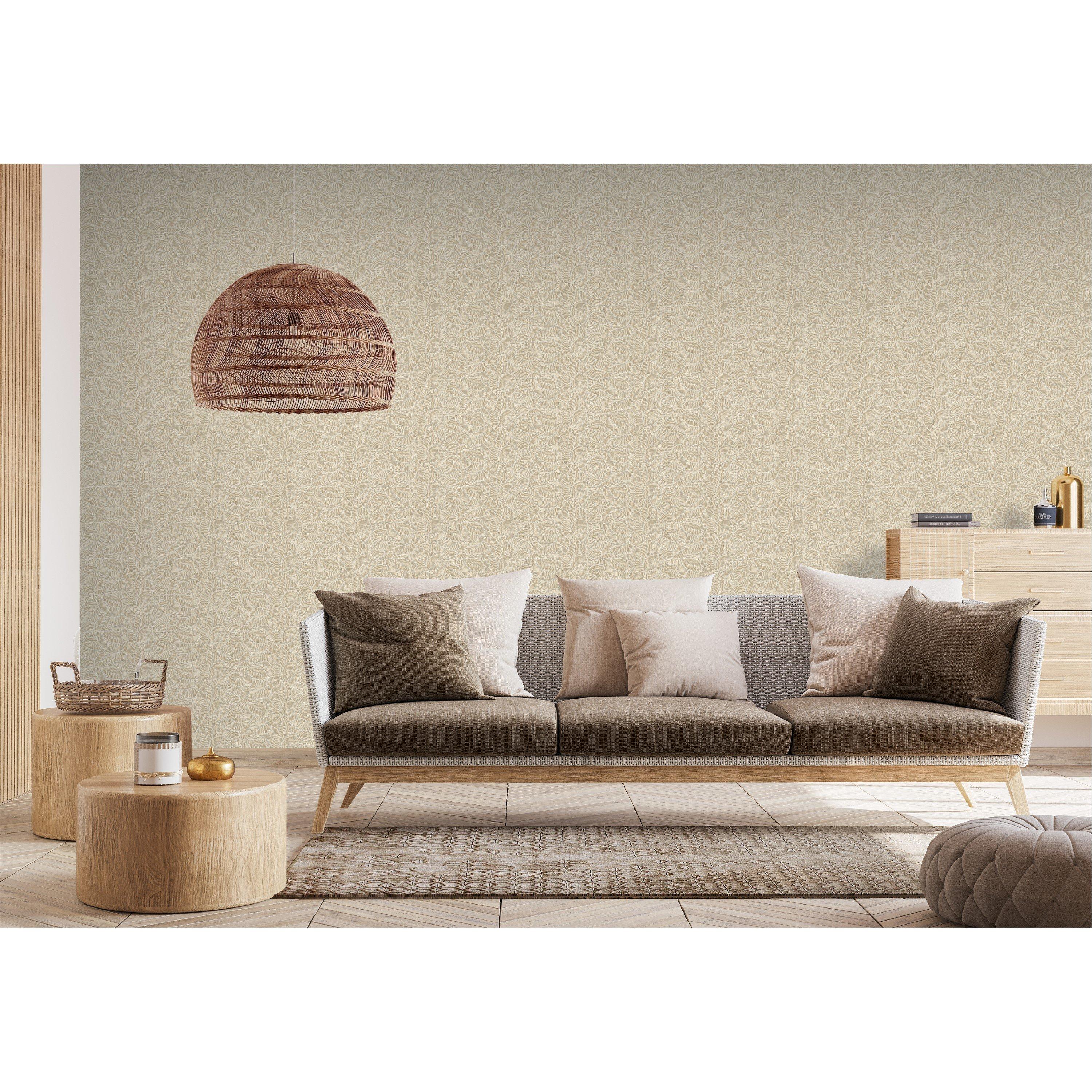 Orange - Arthouse - Leaf Print Rust Wallpaper - 3