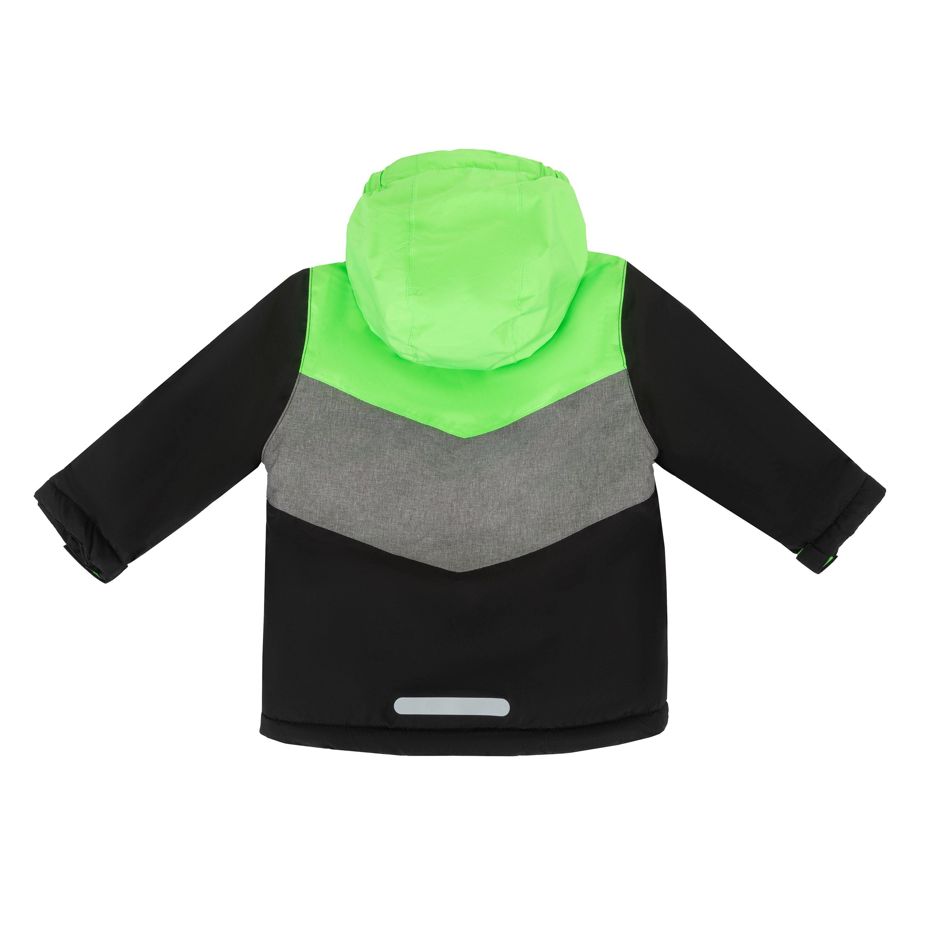 Black/Green - Campri - Windproof Fleece Lined Hooded Long Sleeve Ski Jacket - 2