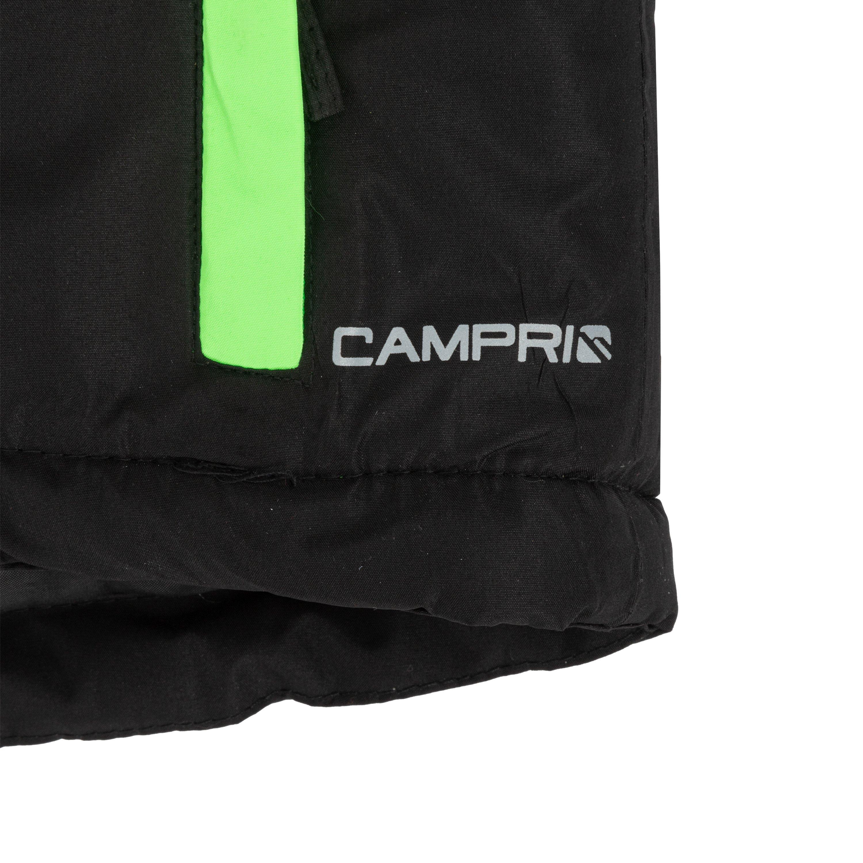 Black/Green - Campri - Windproof Fleece Lined Hooded Long Sleeve Ski Jacket - 4