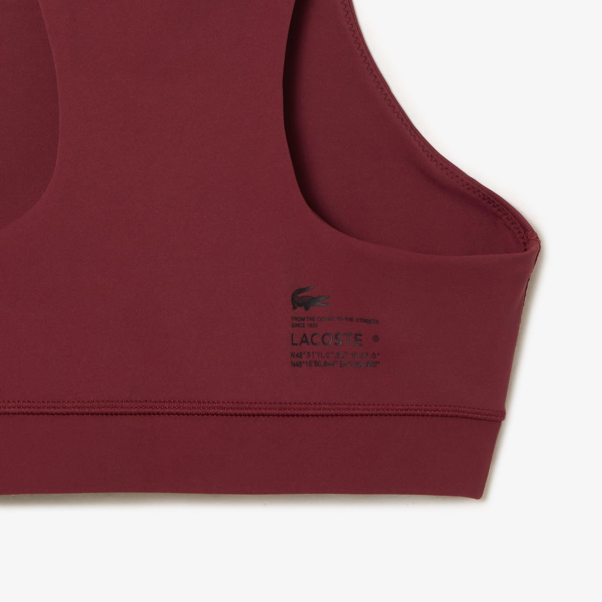 Burgundy - Lacoste - Quick-Dry Recycled Polyamide Stretch Bra - 4