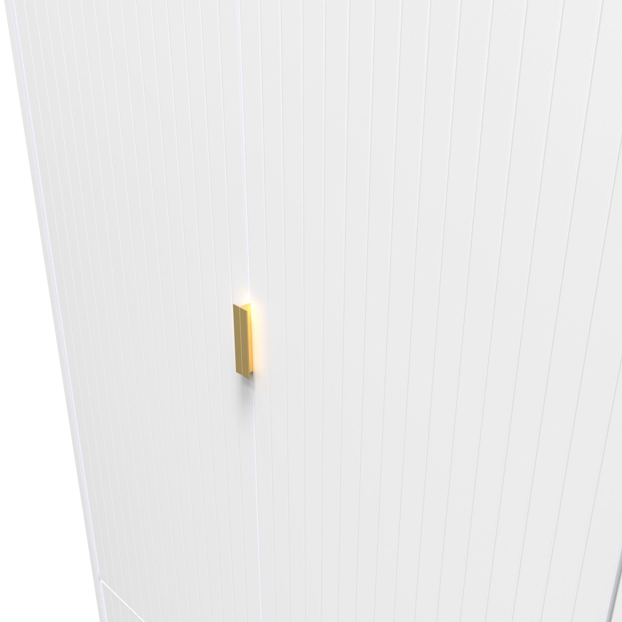 White Matt - Welcome Furniture - Linear Tall 2 Drawer Wardrobe - 4