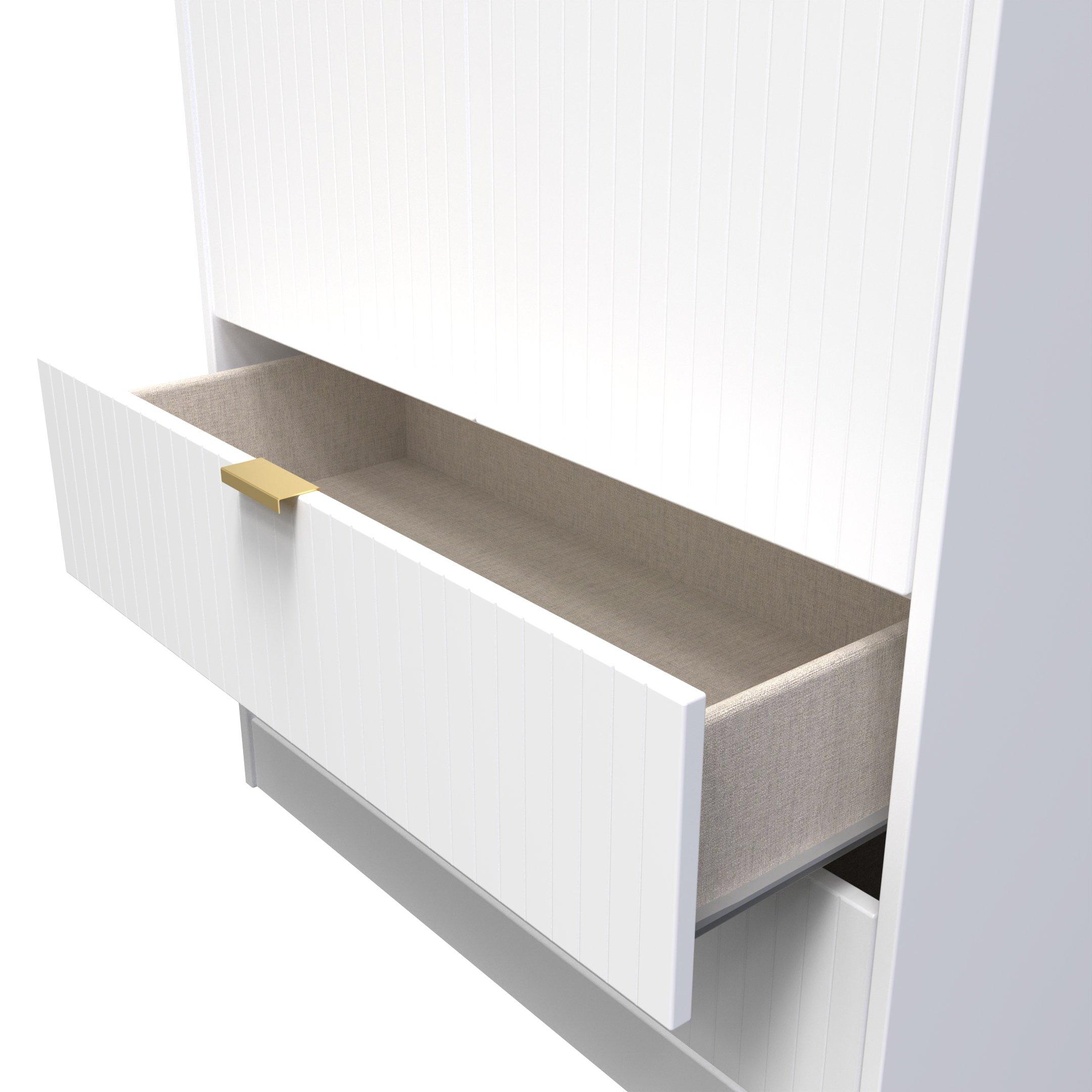 White Matt - Welcome Furniture - Linear Tall 2 Drawer Wardrobe - 6