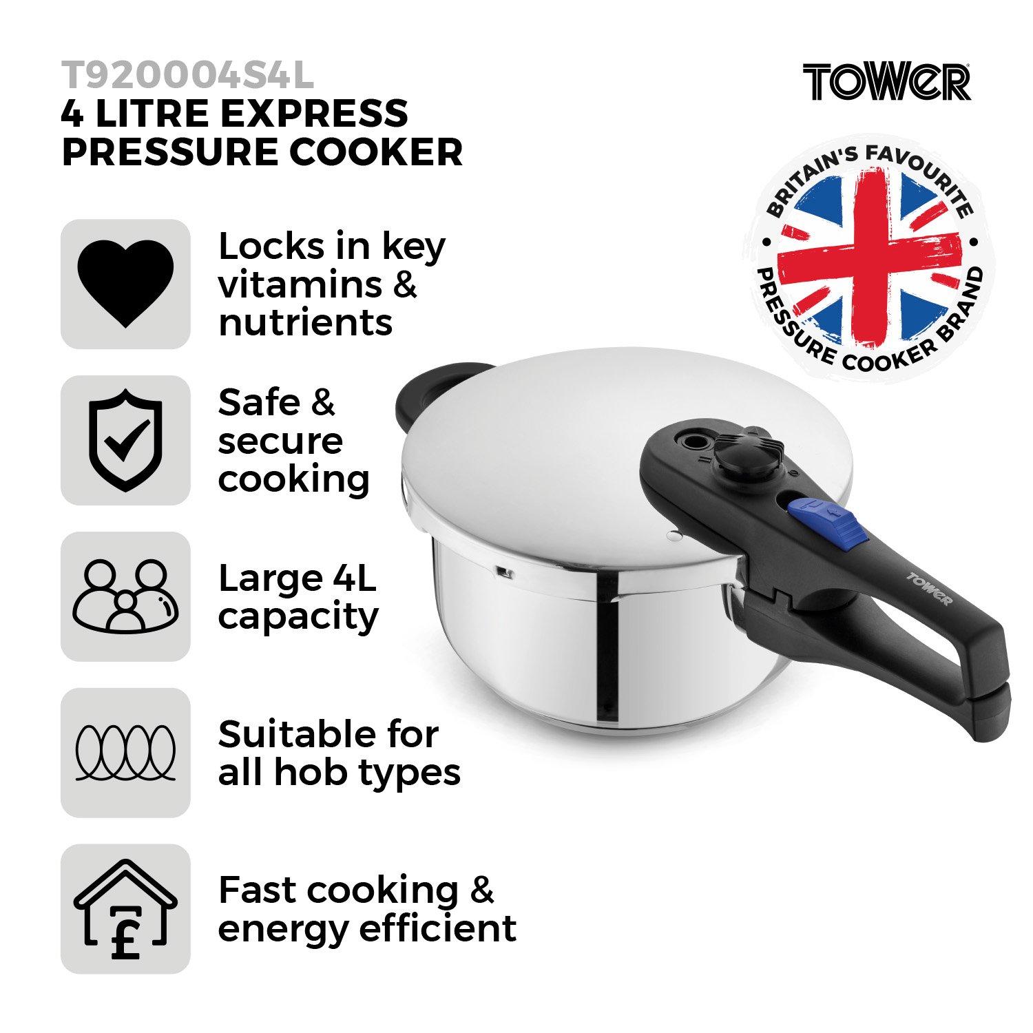 Stainless Steel - Tower - Express 4L/22cm Pressure Cooker S/S - 2