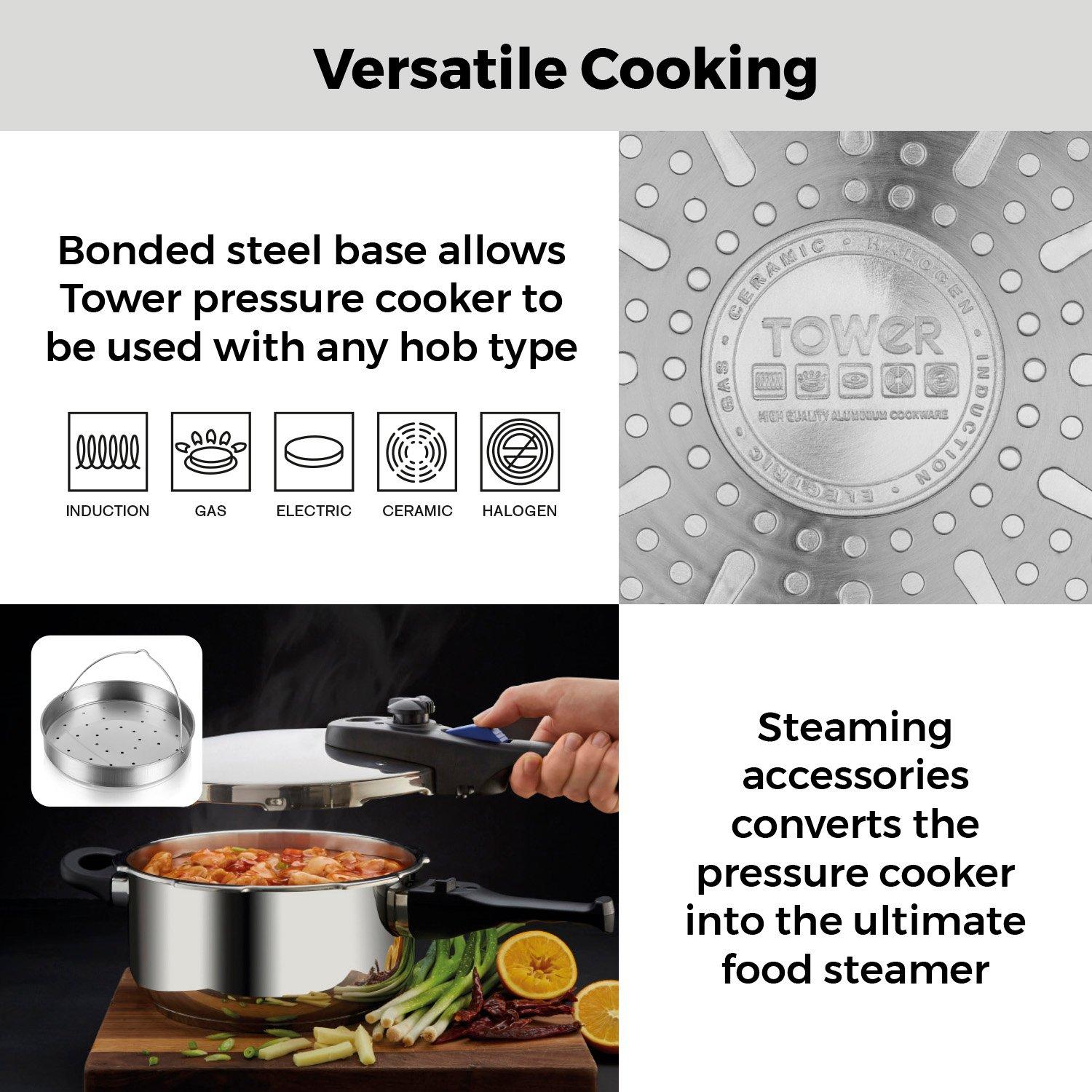 Stainless Steel - Tower - Express 4L/22cm Pressure Cooker S/S - 6