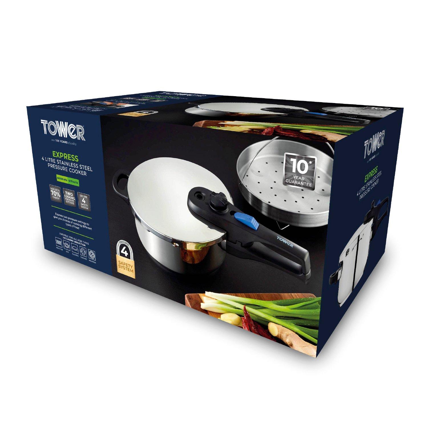 Stainless Steel - Tower - Express 4L/22cm Pressure Cooker S/S - 10