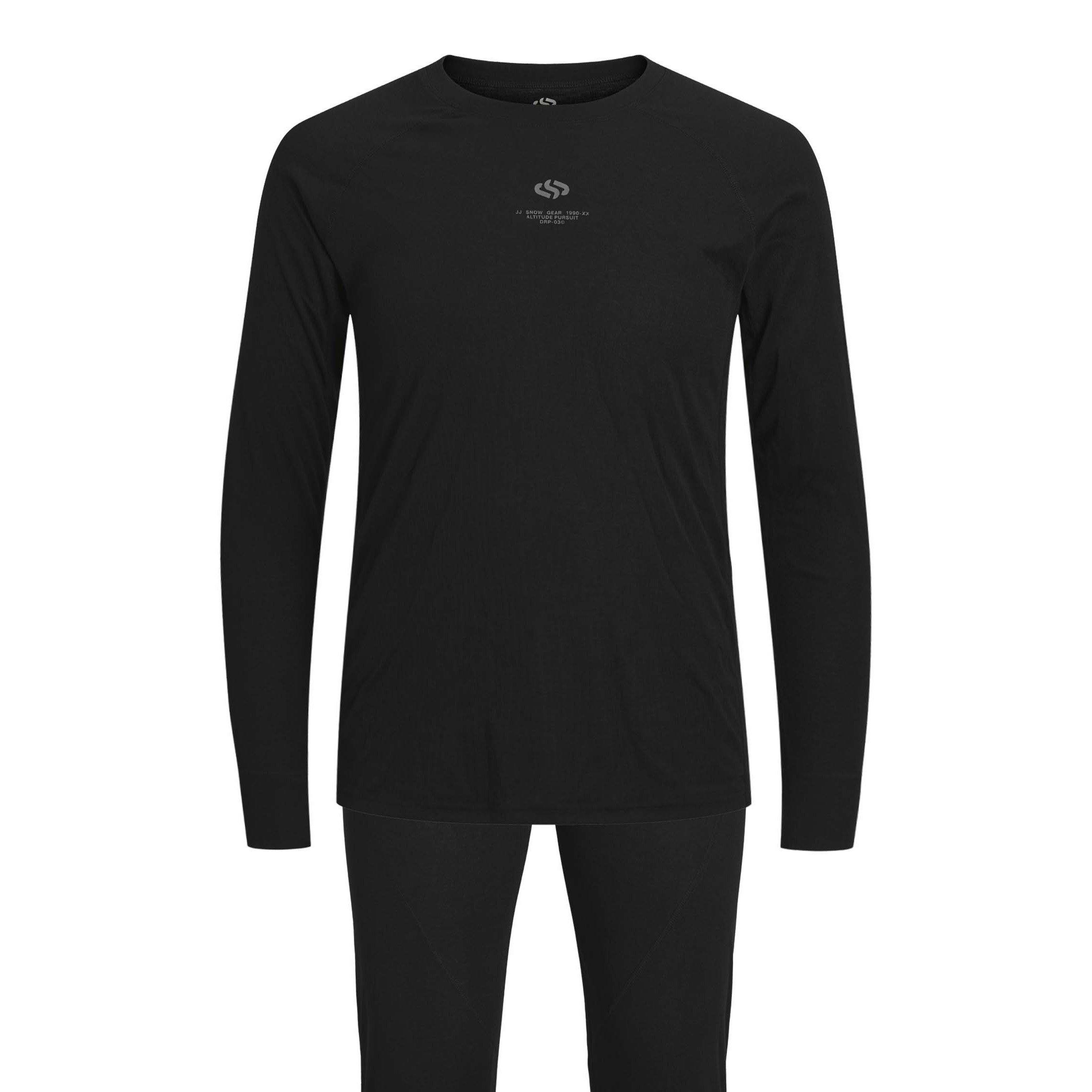 Sort - Jack and Jones - Men's Lesley Ski Top and Bottoms Slim-Fit Baselayer Set - 2