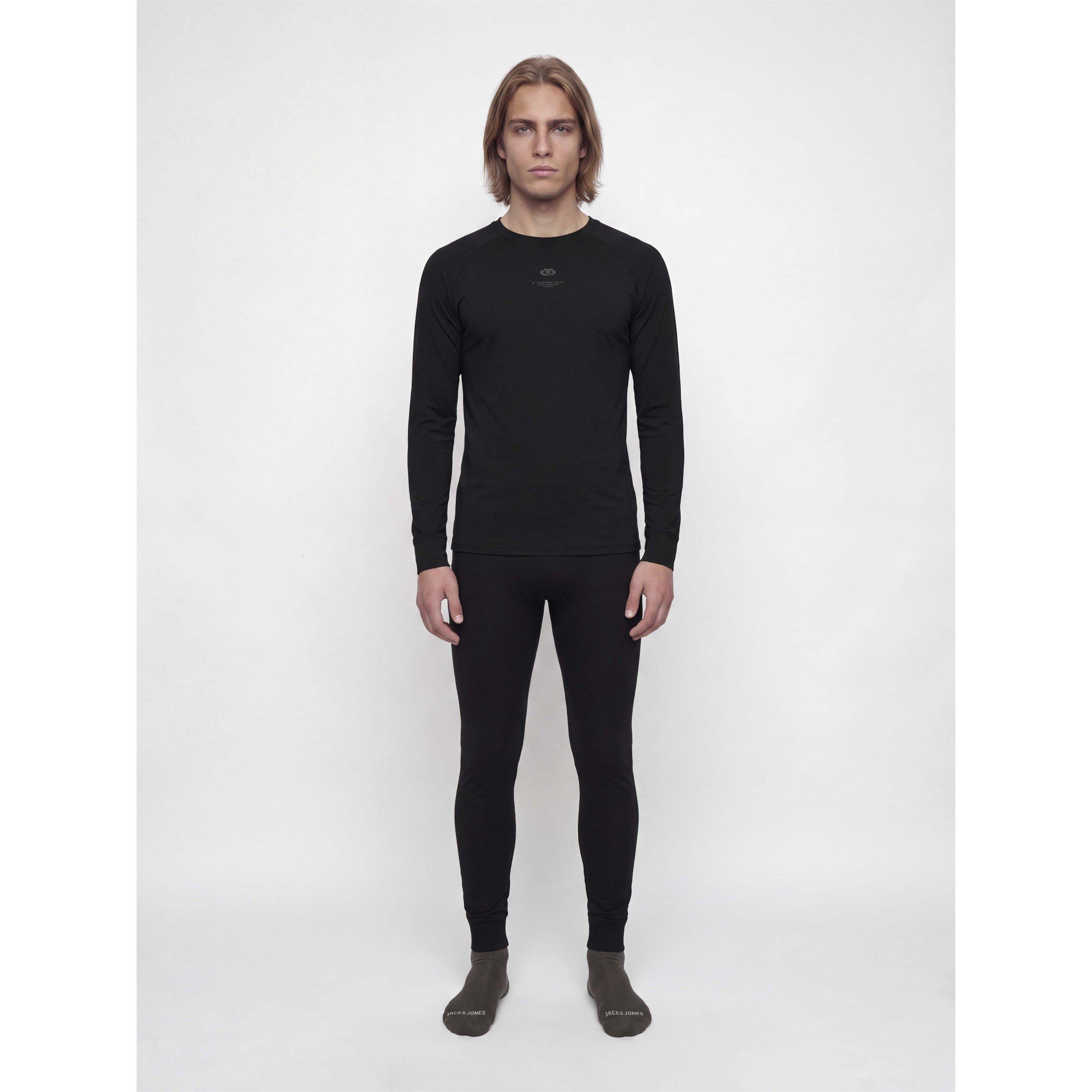 Sort - Jack and Jones - Men's Lesley Ski Top and Bottoms Slim-Fit Baselayer Set - 4