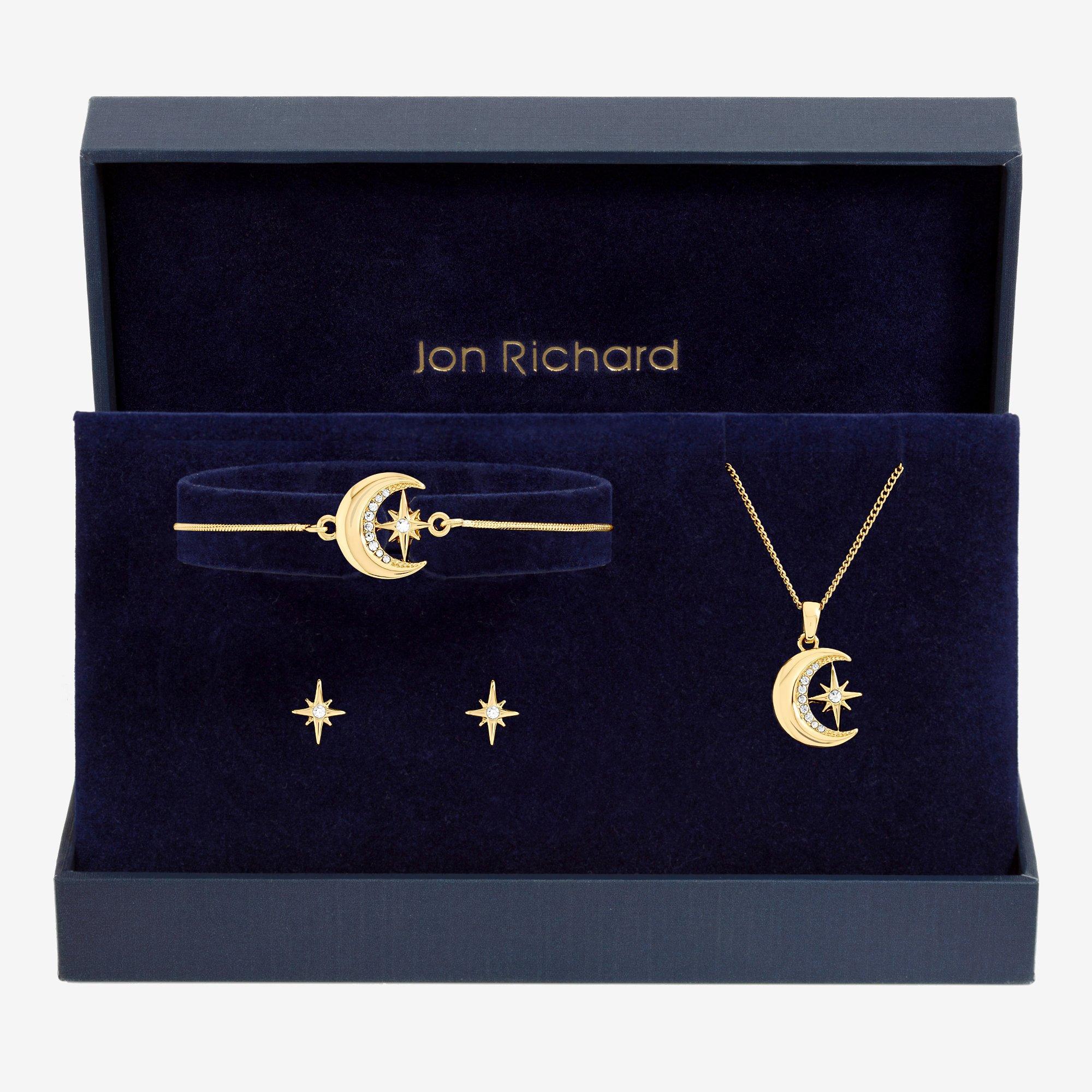 Gold - Jon Richard - Gold Plated Crystal and Moon Trio Set - Gift Box - 1