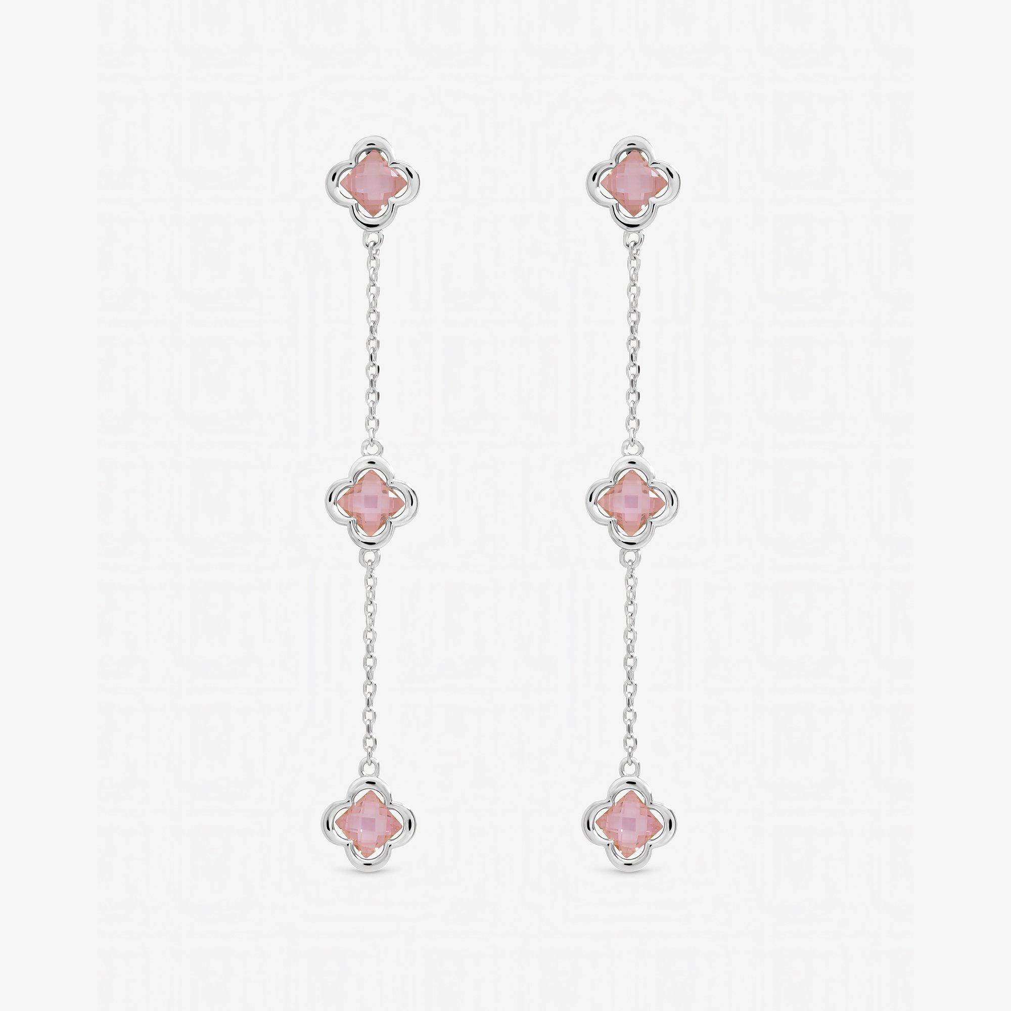 Silver - Inicio - Sterling Silver Plated Clover Drop Earrings - 1