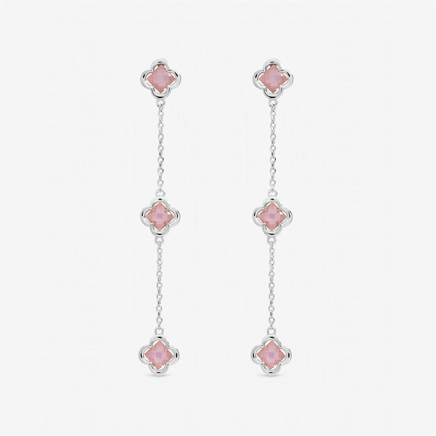 Inicio Women's Sterling Plated Clover Drop Earrings Silver