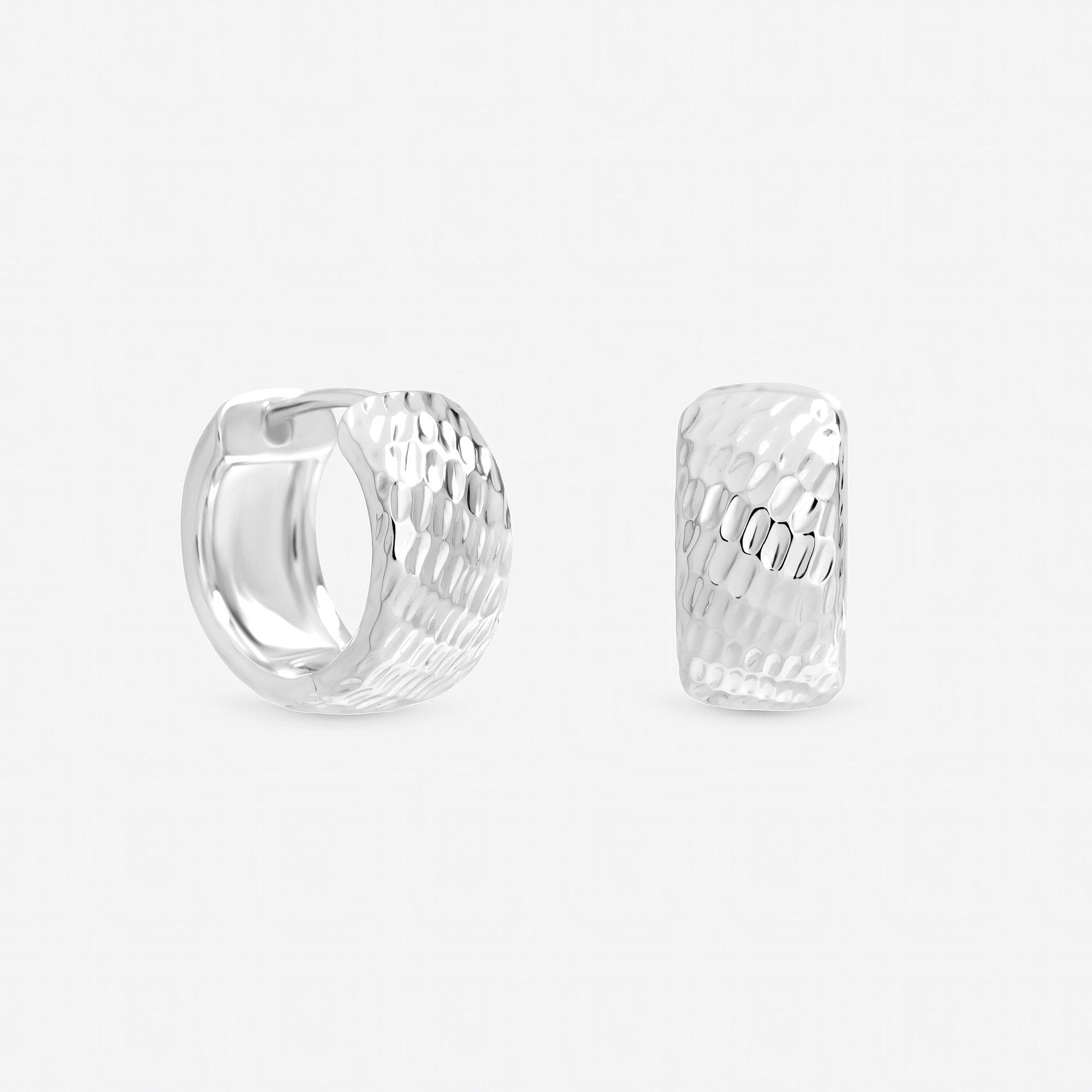 Silver - Inicio - Sterling Silver Plated Textured Chubby Hoops - 1
