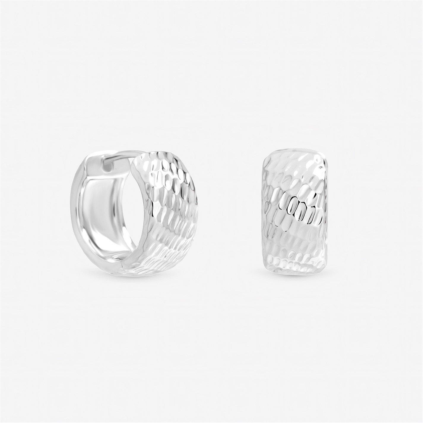Inicio Women's Sterling Plated Textured Chubby Hoops Silver