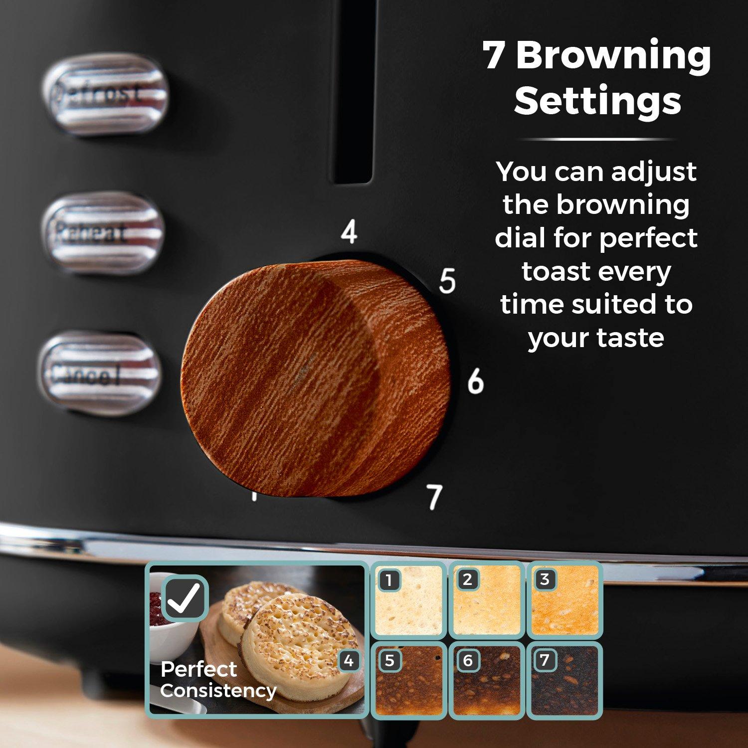 Black - Tower - Scandi 2 Slice Toaster Black with Wooden Accents - 3