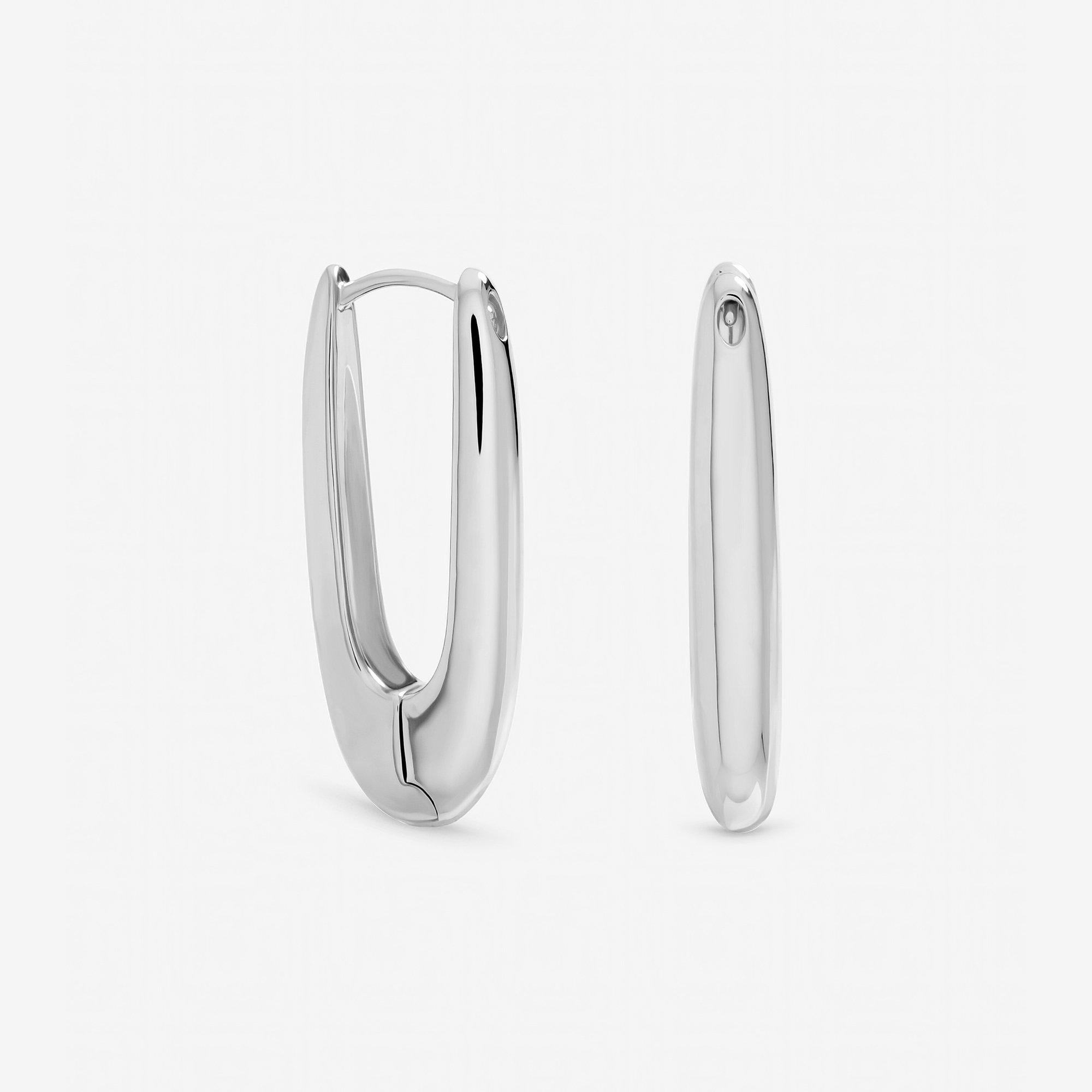 Silver - Inicio - Sterling Silver Plated Polished Long Fluid Hoops - 1