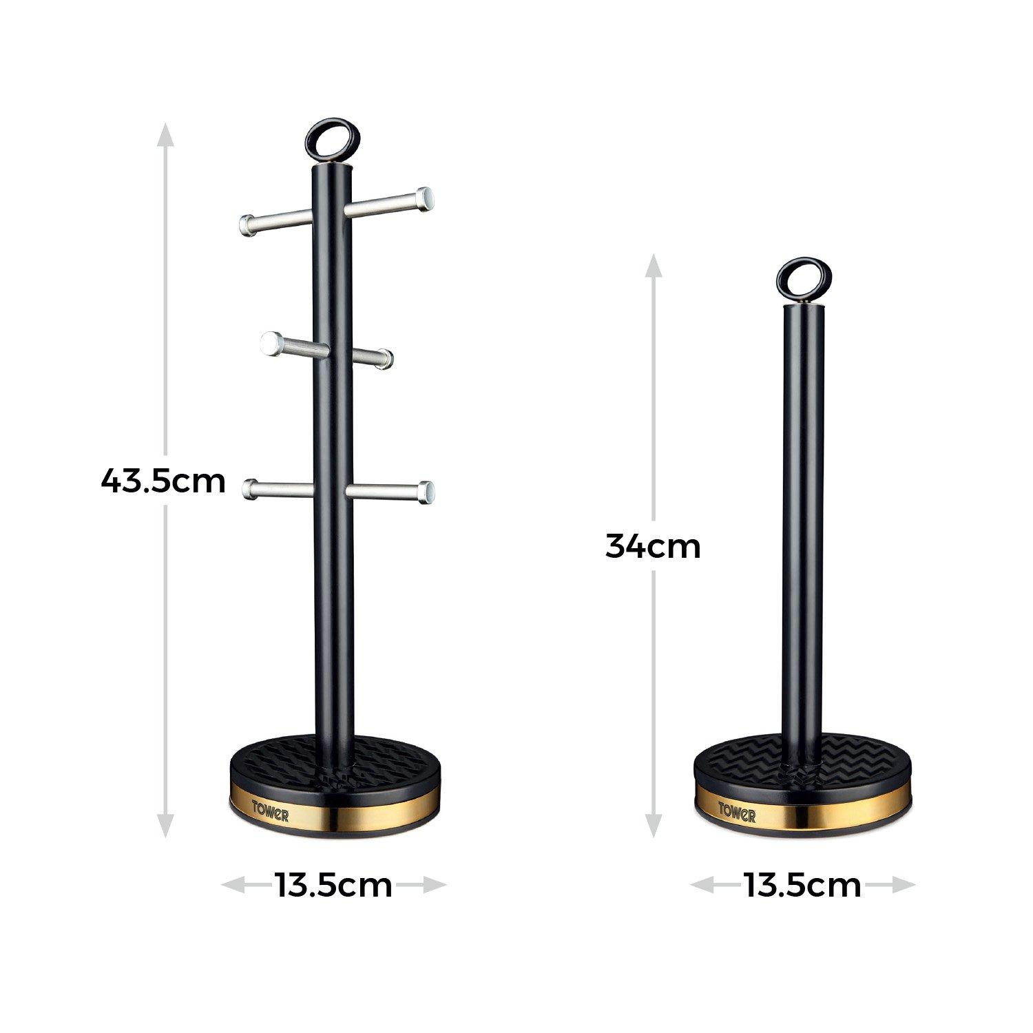 Black - Tower - Empire 6 Cup Mug Tree And Towel Pole Set - 7