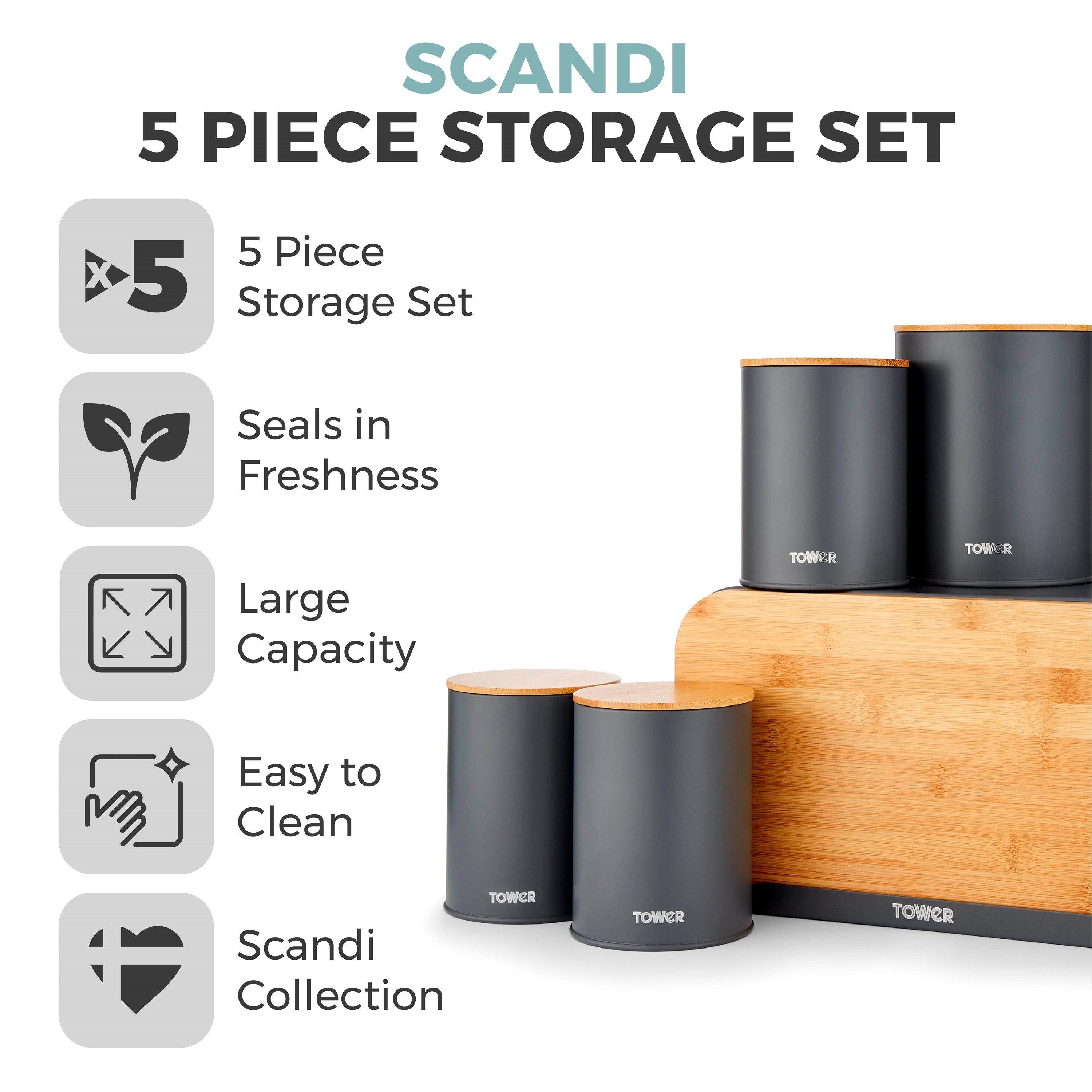 Grey - Tower - Scandi 5 Piece Storage Set - 2