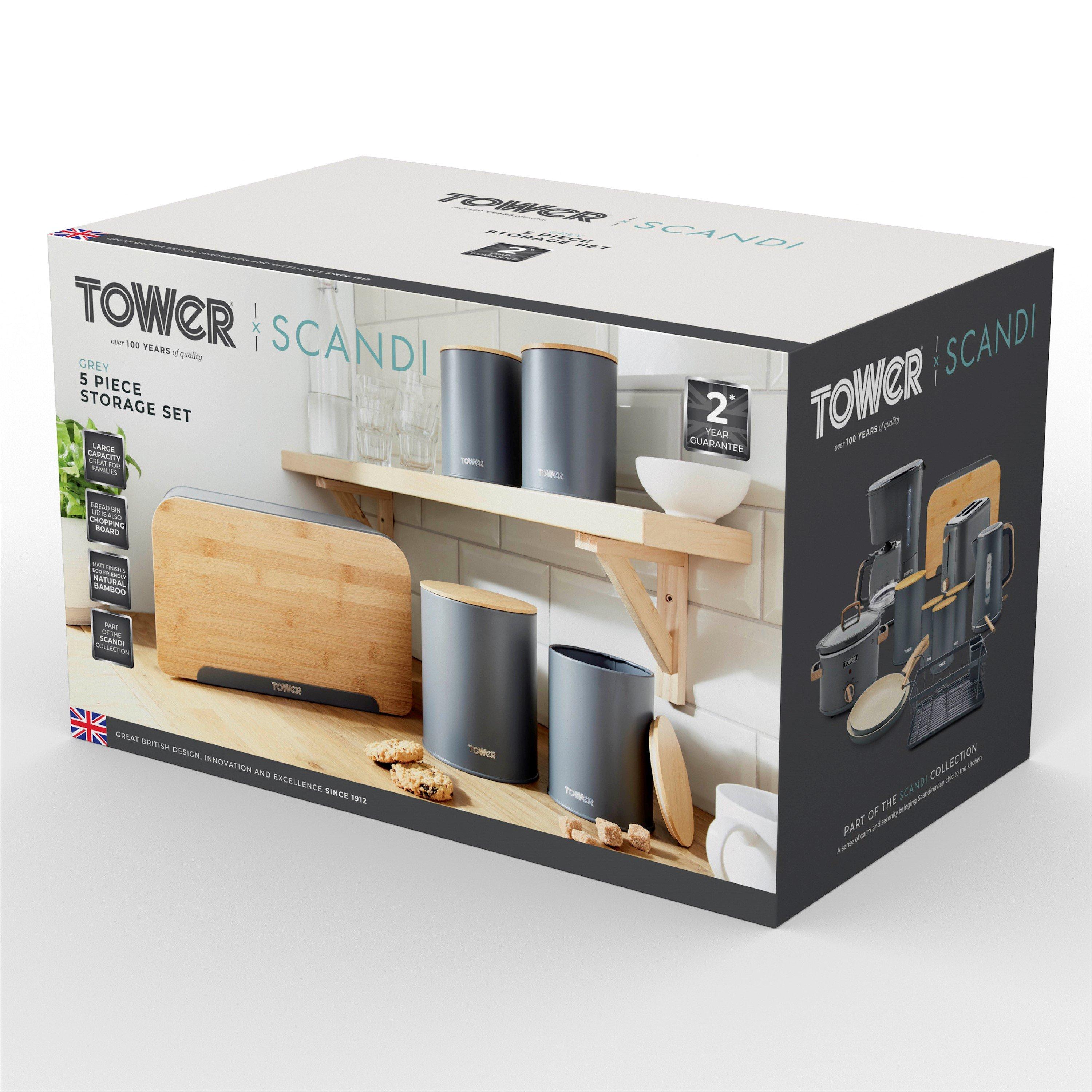 Grey - Tower - Scandi 5 Piece Storage Set - 10