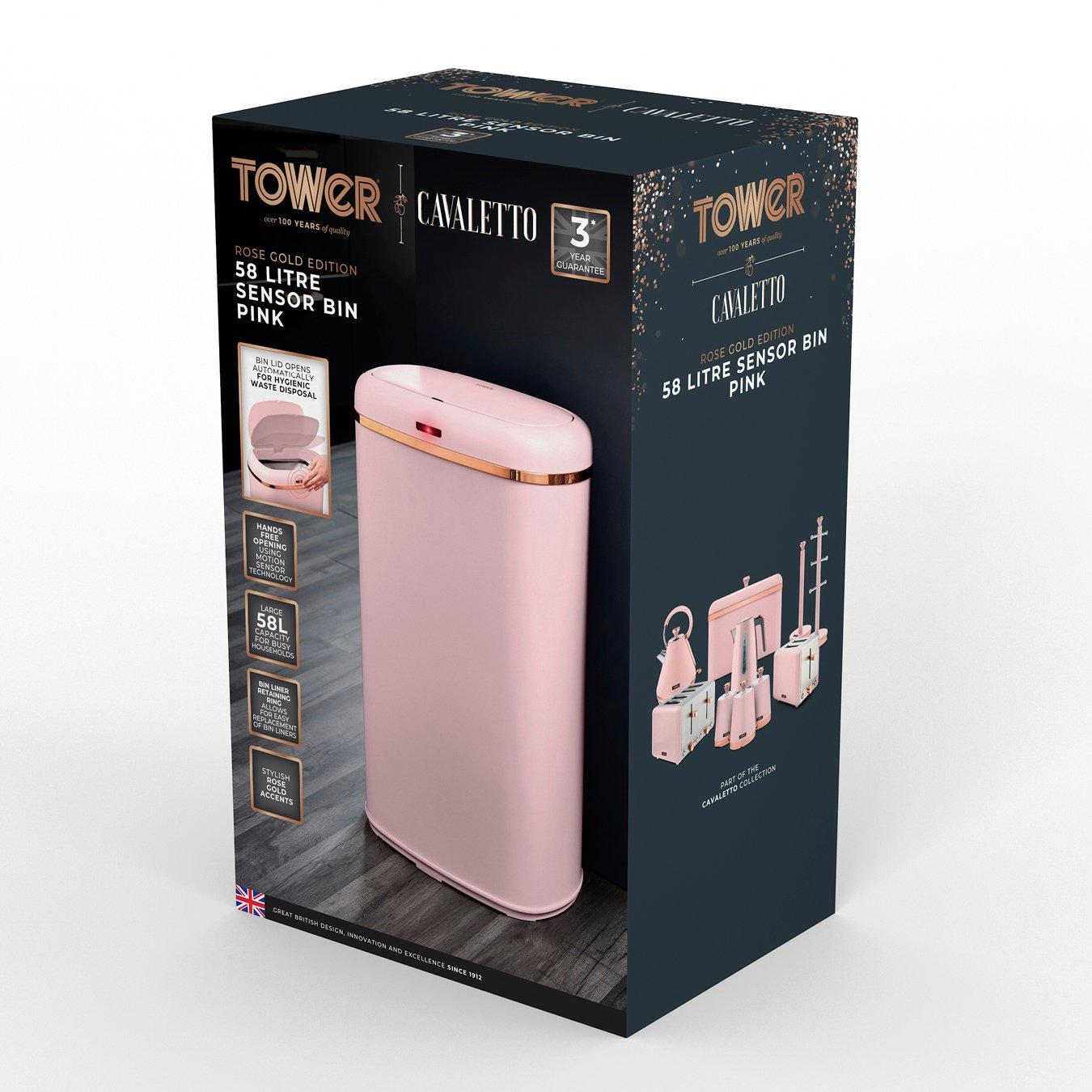 Pink - Tower - Cavaletto 58L Sensor Bin Pink - 11
