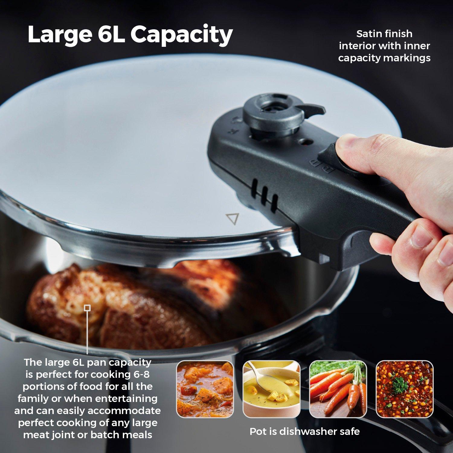 Stainless Steel - Tower - 6 Litre Stainless Steel Pressure Cooker - 5