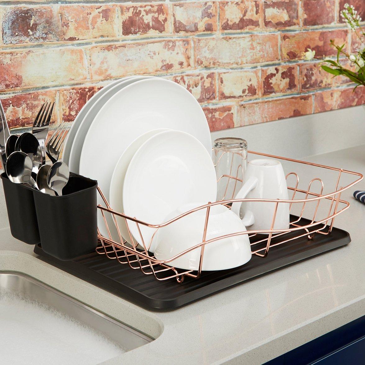 Black - Tower - Essentials Dish Rack With Tray - 4