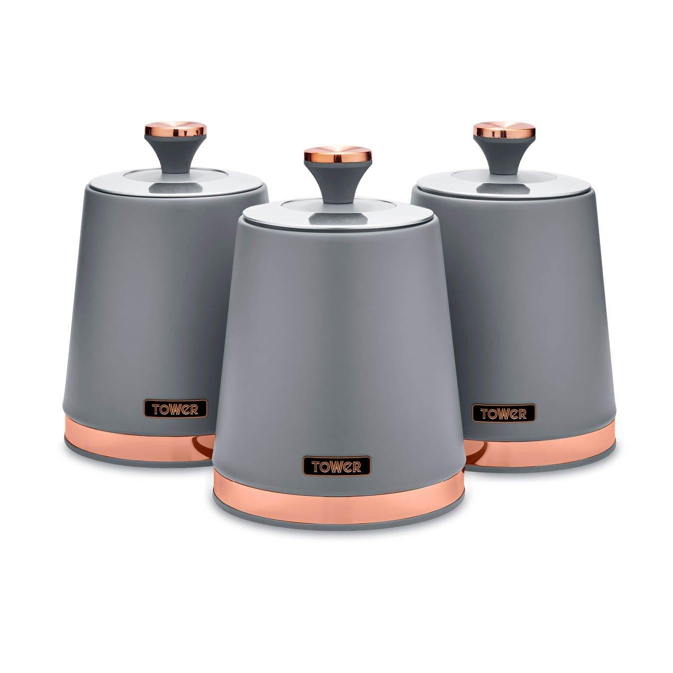 Grey - Tower - Cavaletto Set Of 3 Canisters - 1