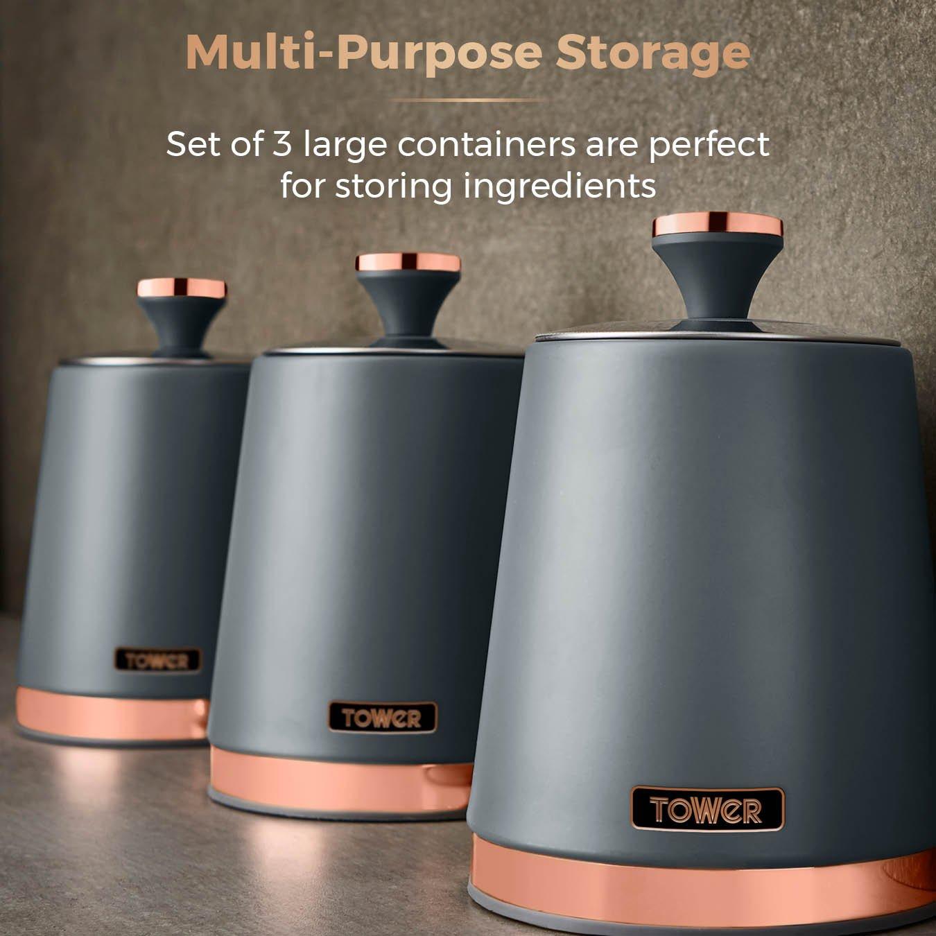 Grey - Tower - Cavaletto Set Of 3 Canisters - 3