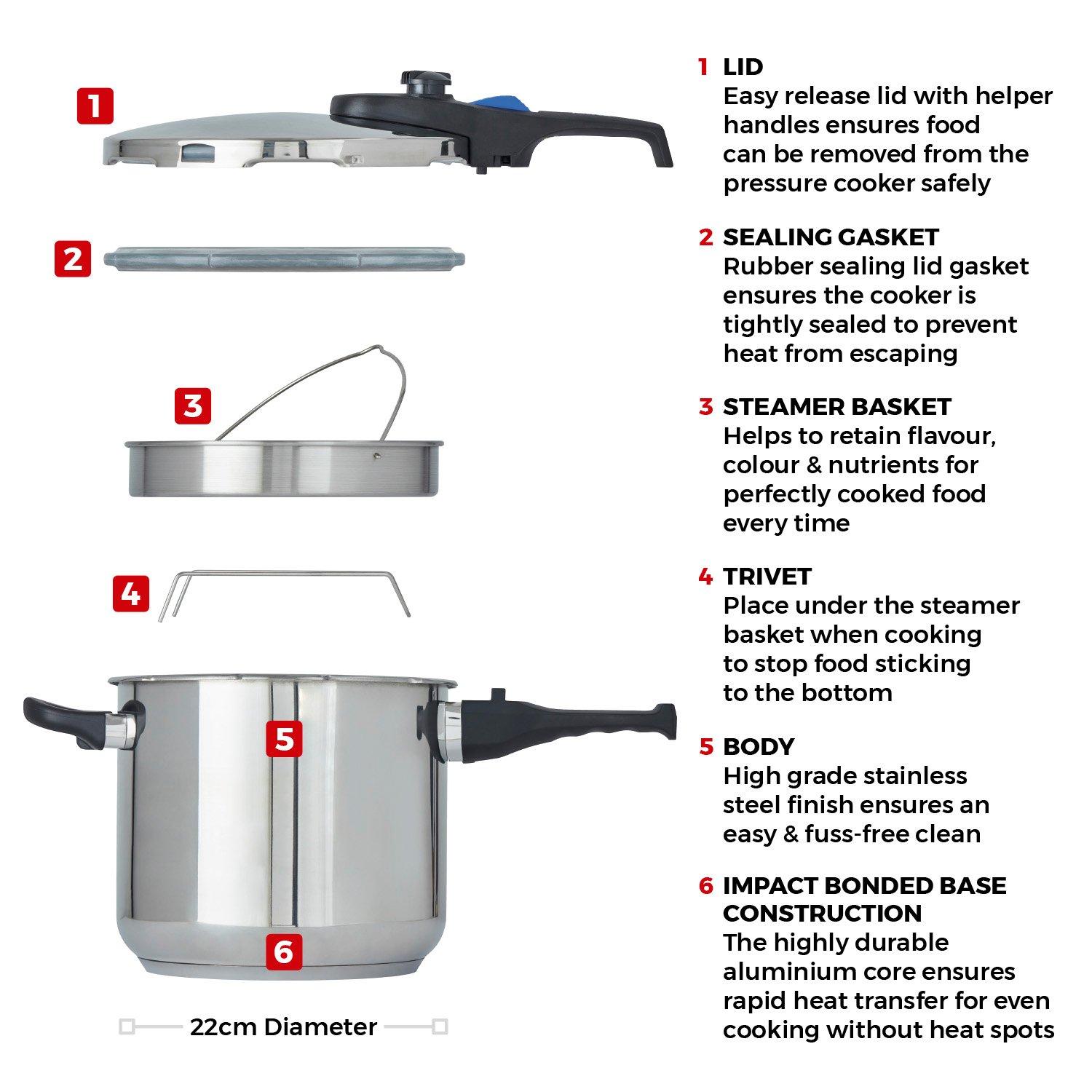 Stainless Steel - Tower - Express 7 Litre Stainless Steel Pressure Cooker - 8