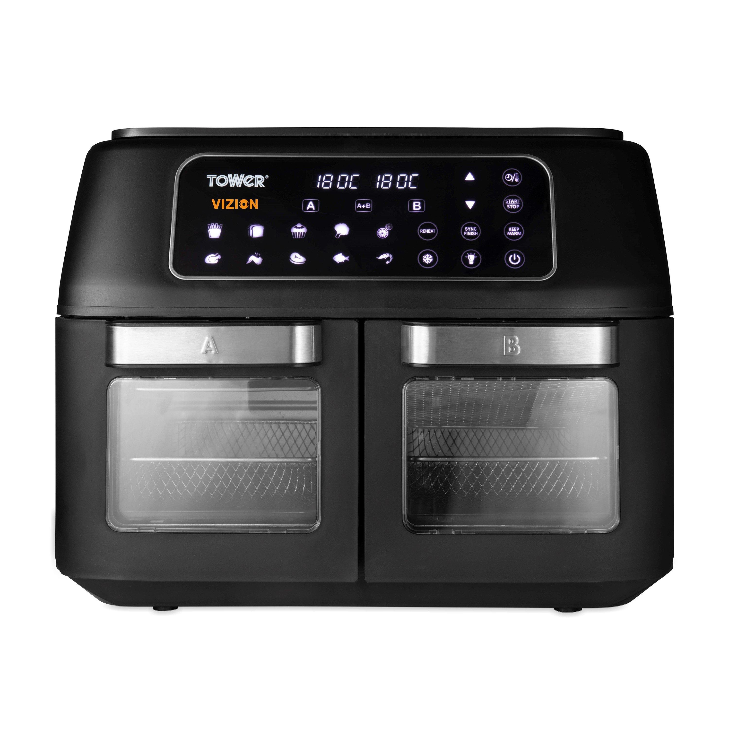 Black - Tower - Vortx 11L Vizion Dual Oven Air Fryer Digital Black - 1