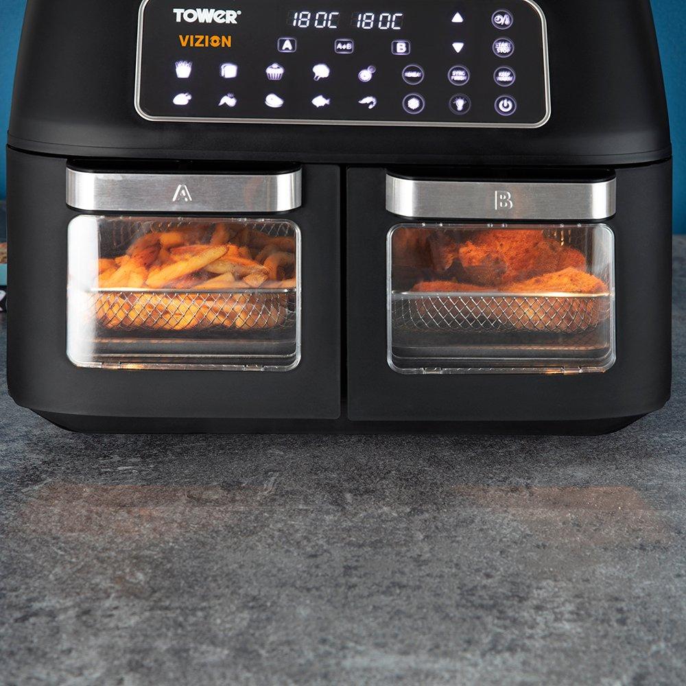 Black - Tower - Vortx 11L Vizion Dual Oven Air Fryer Digital Black - 11