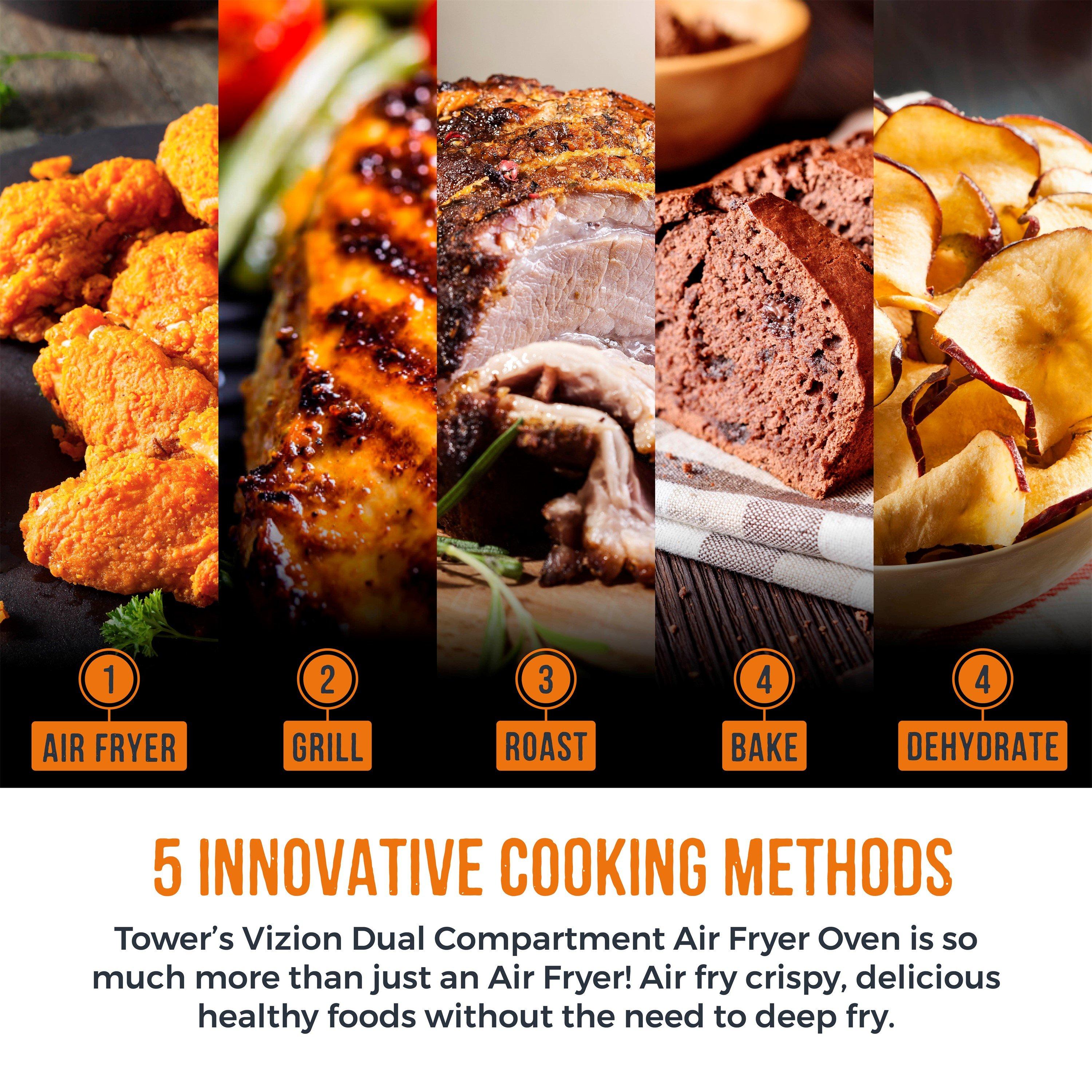 Black - Tower - Vortx 11L Vizion Dual Oven Air Fryer Digital Black - 3