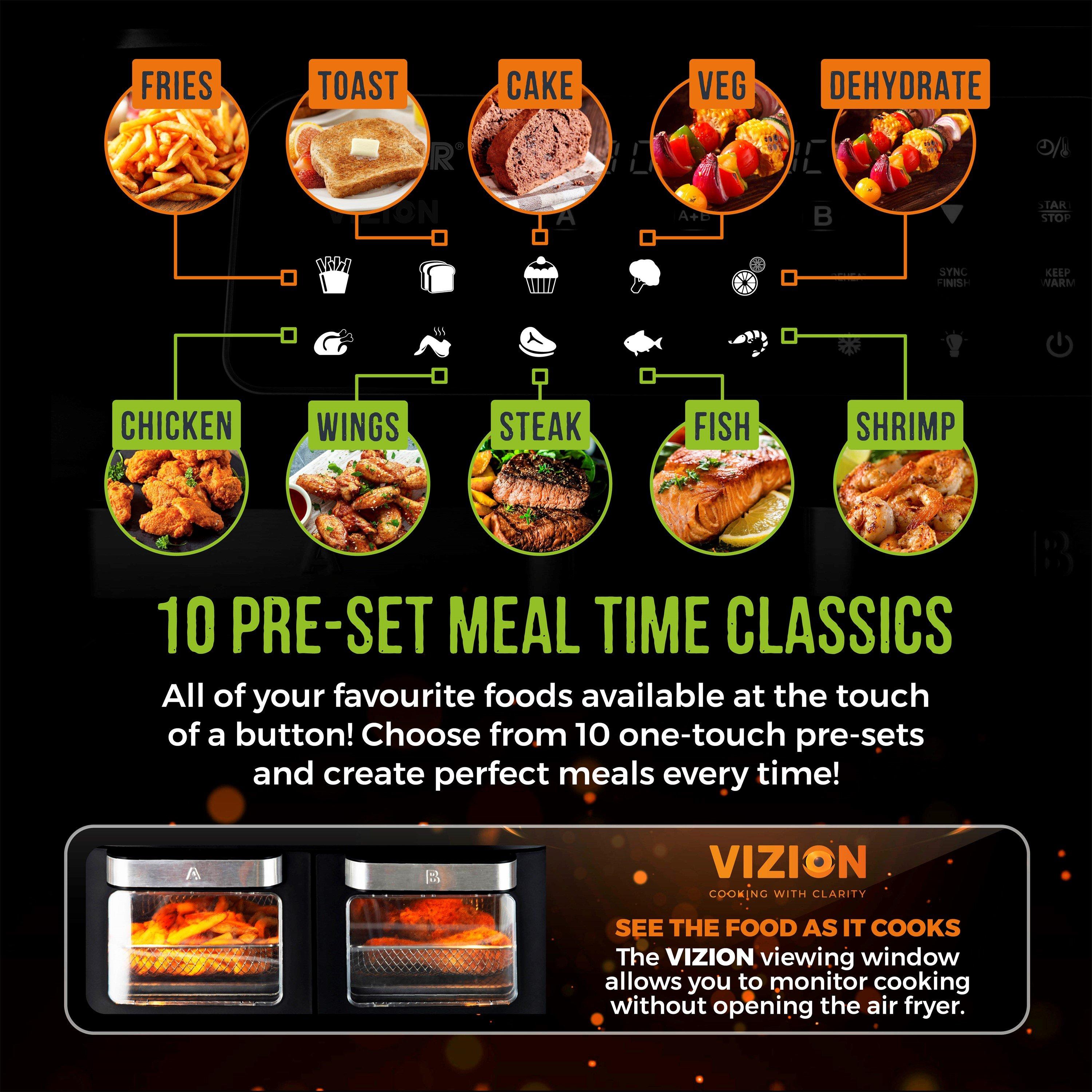 Black - Tower - Vortx 11L Vizion Dual Oven Air Fryer Digital Black - 5