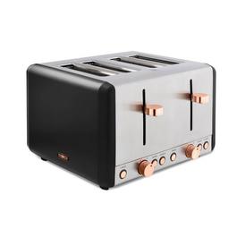 Tower Cavaletto 4 Slice Stainless Steel Toaster Black wi