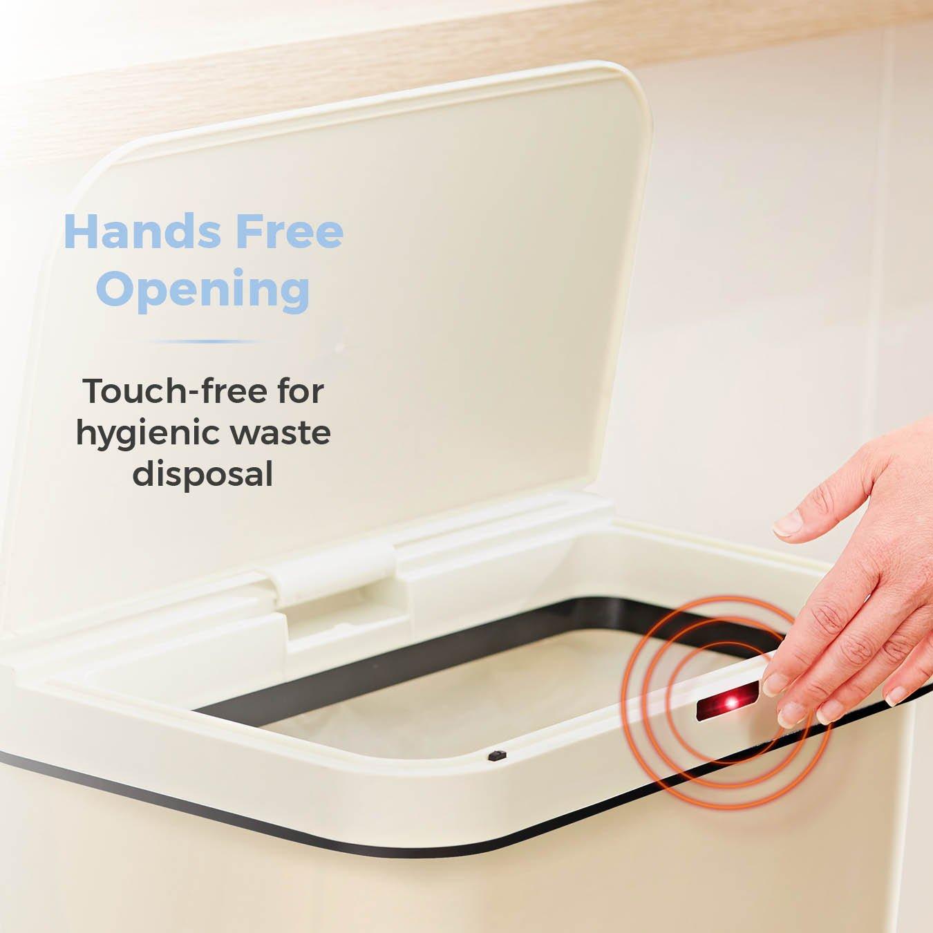 Cream - Tower - 50L Rectangular Sensor Bin Cream - 3