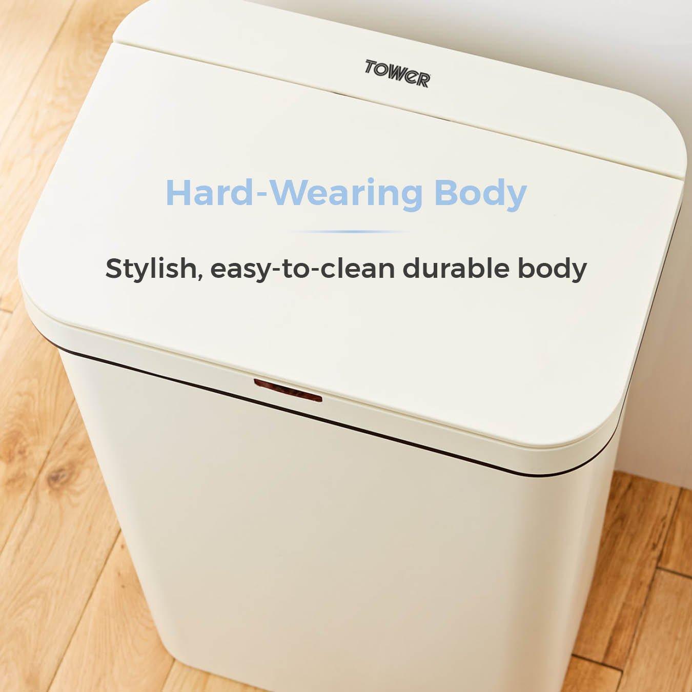 Cream - Tower - 50L Rectangular Sensor Bin Cream - 7